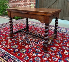 Antique English Dining Table Breakfast or Game Table Barley Twist Draw Leaf Oak