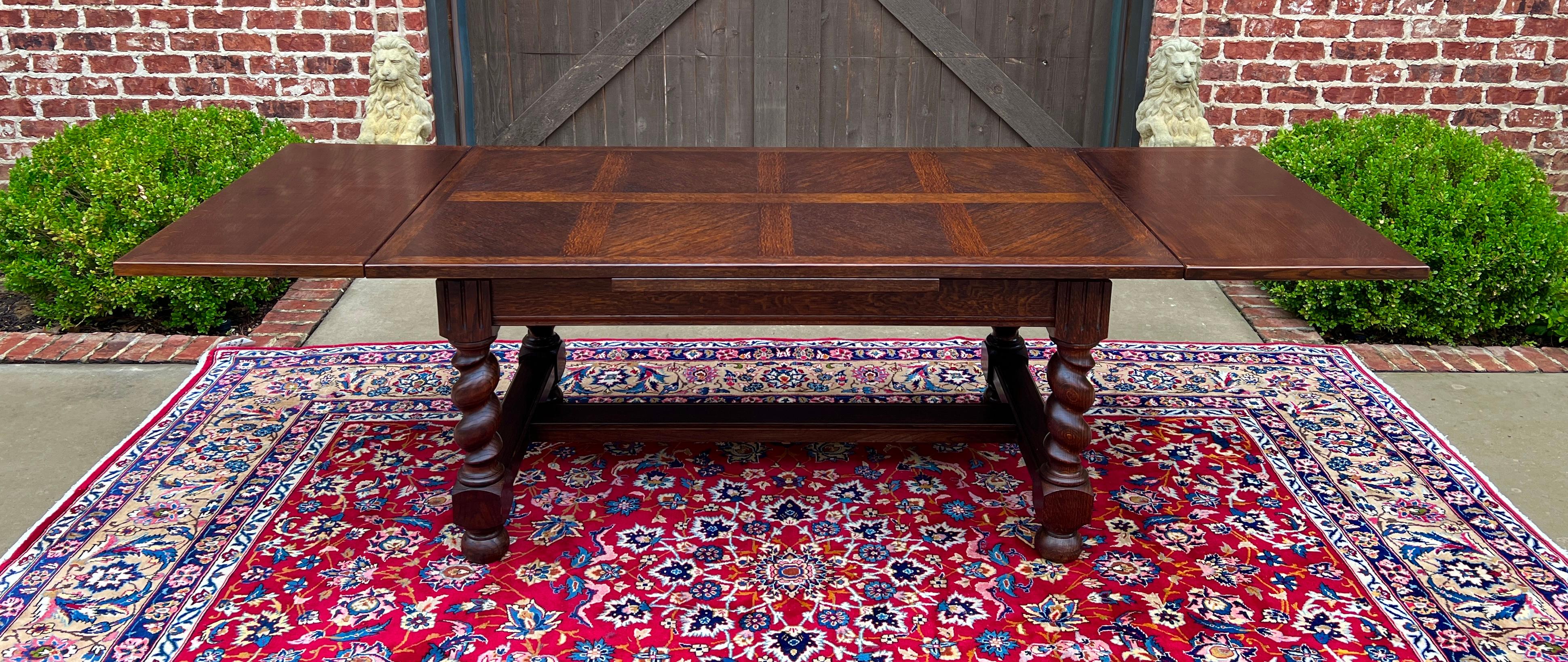 CHARMING Antique English Draw Leaf Barley Twist Oak Dining Table, Card Table, Breakfast Table, or Game Table with 