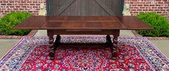 Antique English Dining Table Draw Leaf Table Barley Twist Oak Breakfast c. 1930s
