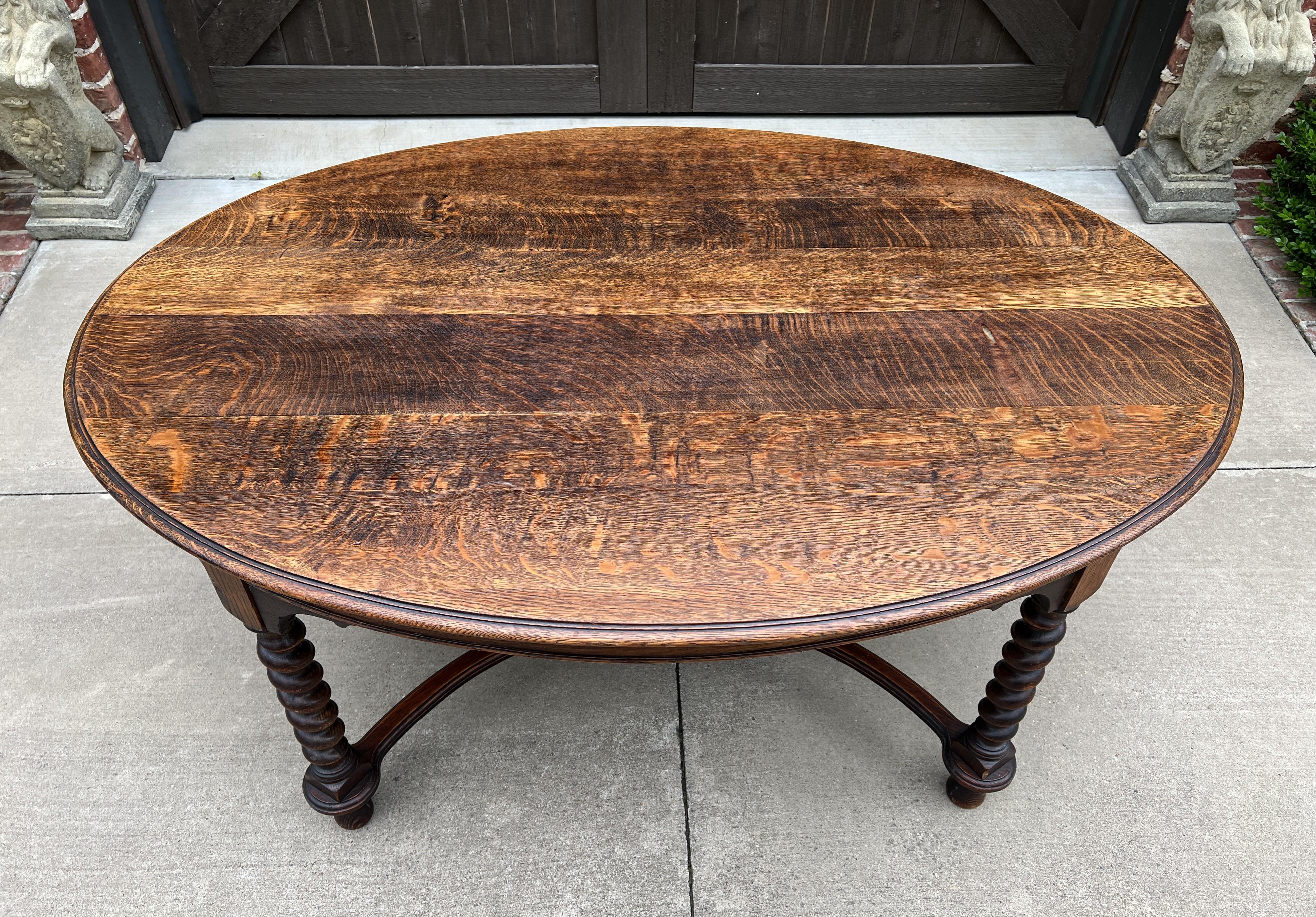 Antique English Dining Table Oval Breakfast Card Game Table Oak Barley Twist 1