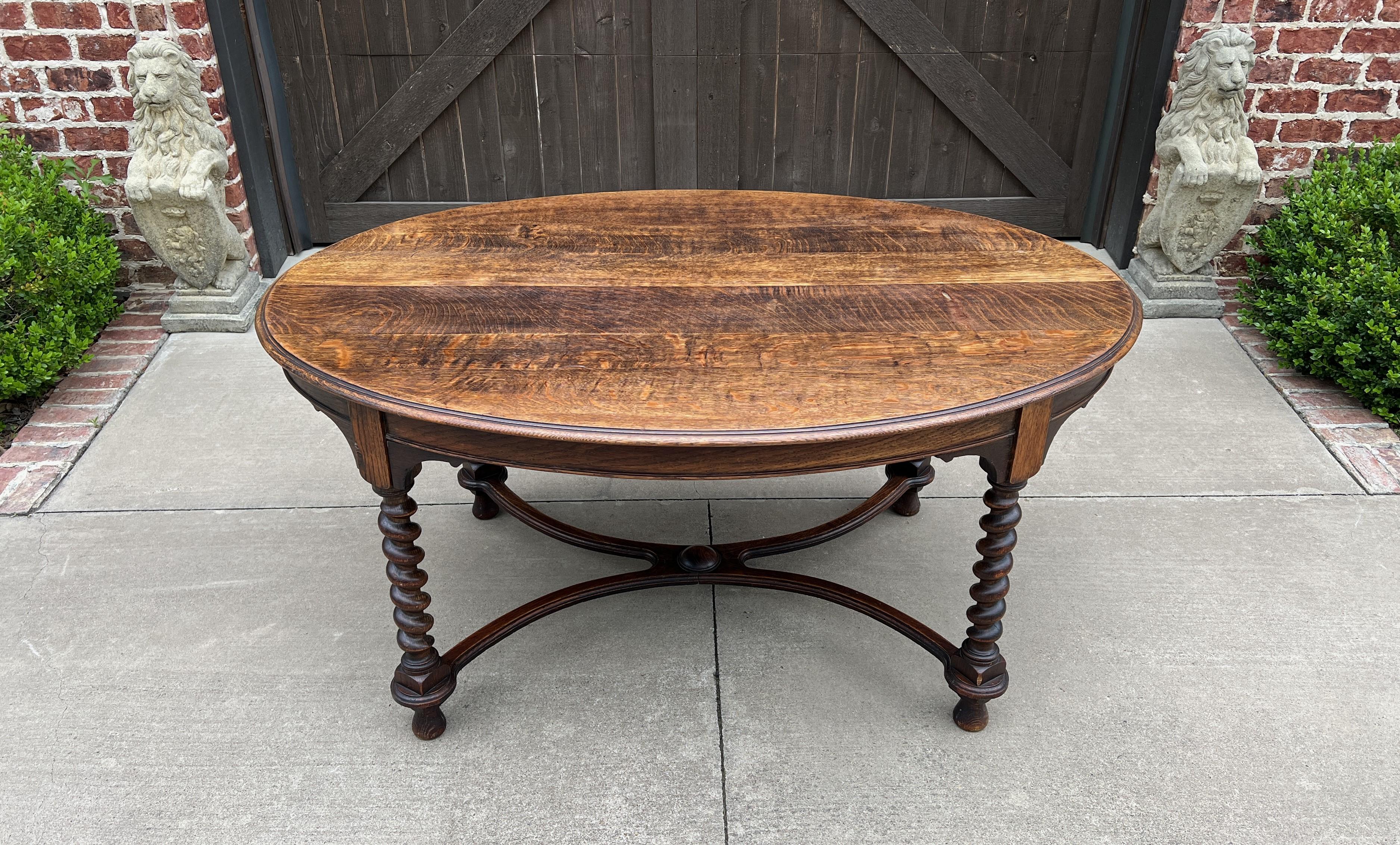 Antique English Dining Table Oval Breakfast Card Game Table Oak Barley Twist 2