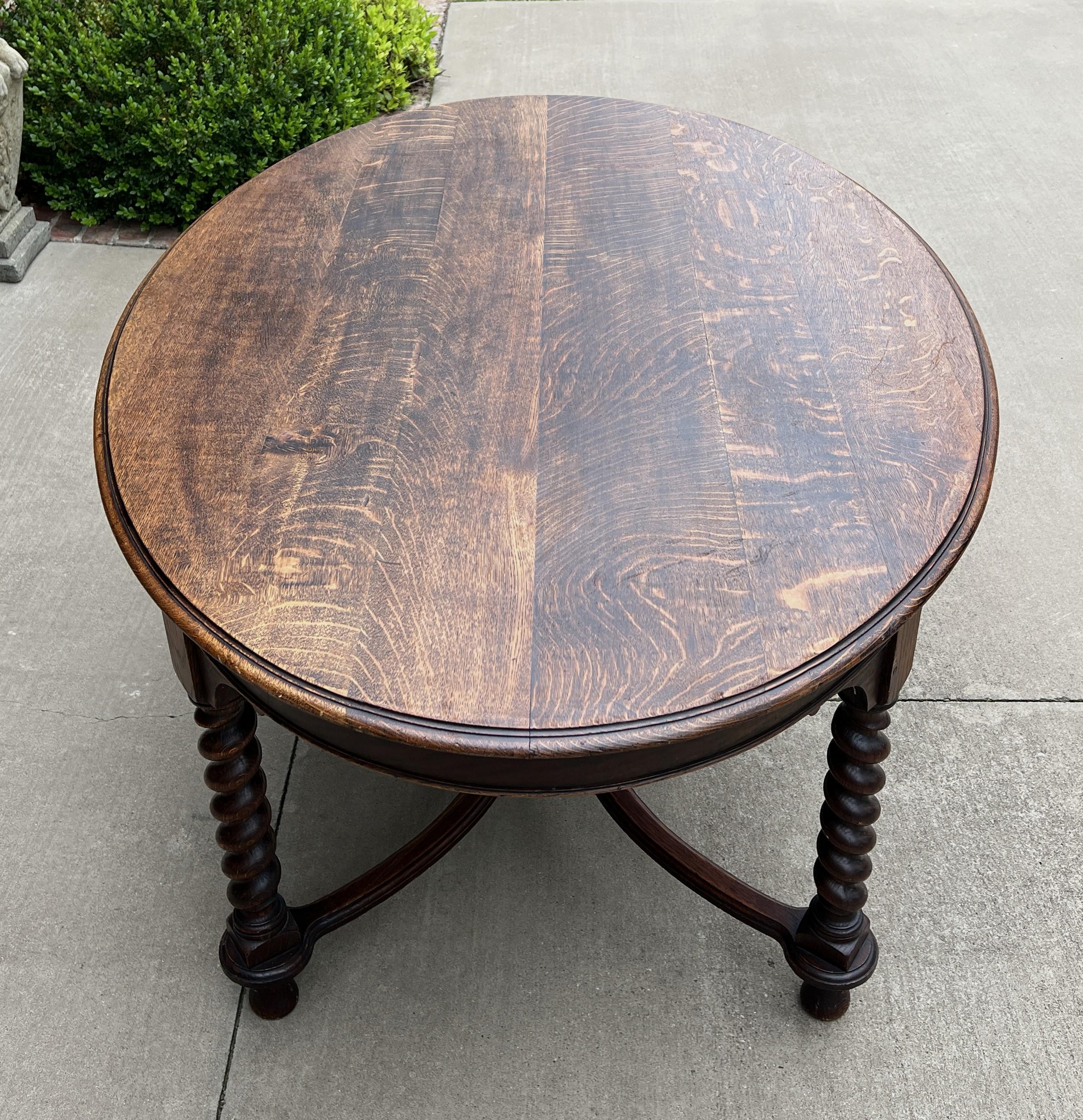 Carved Antique English Dining Table Oval Breakfast Card Game Table Oak Barley Twist
