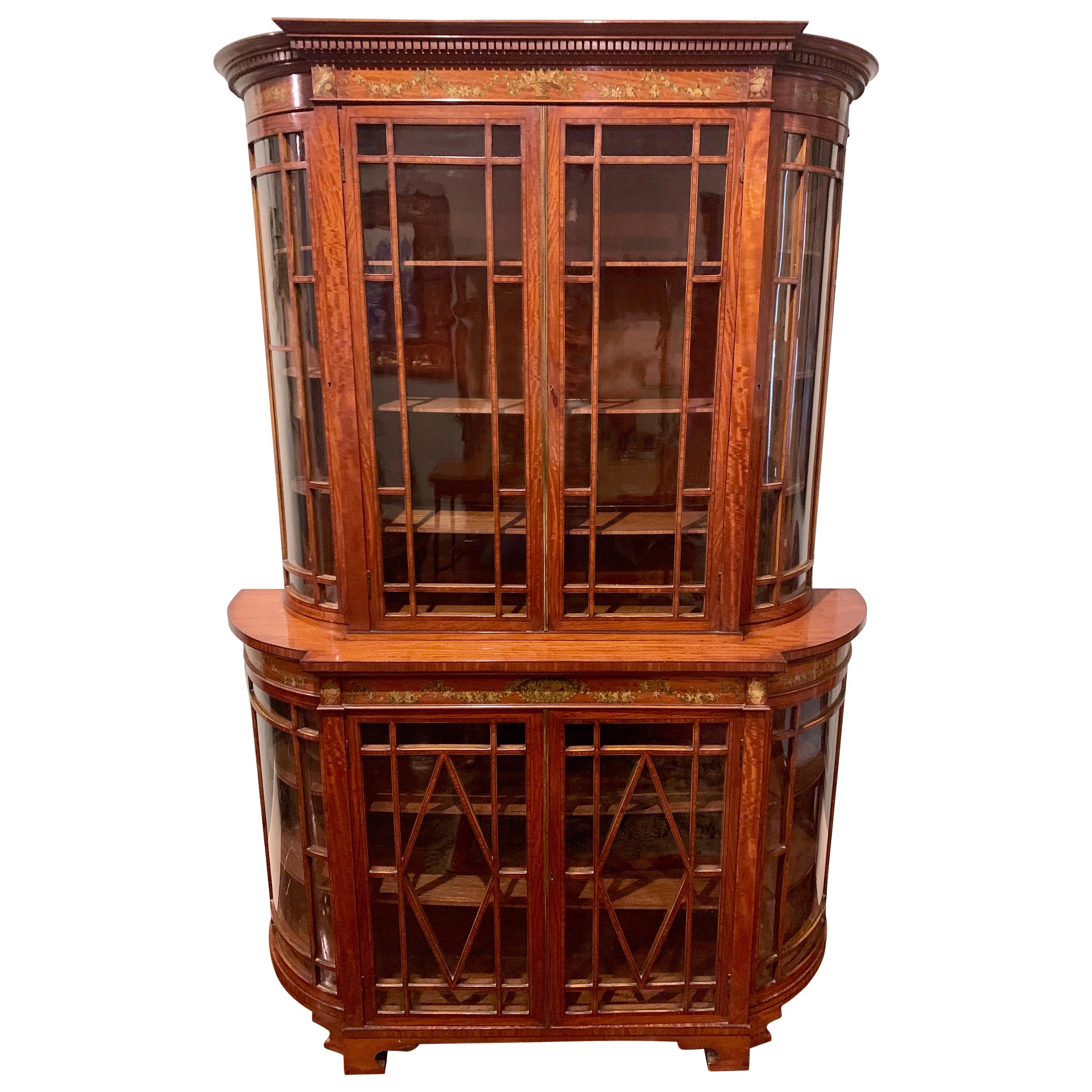 Antique English Display Cabinet Edwardian Period For Sale