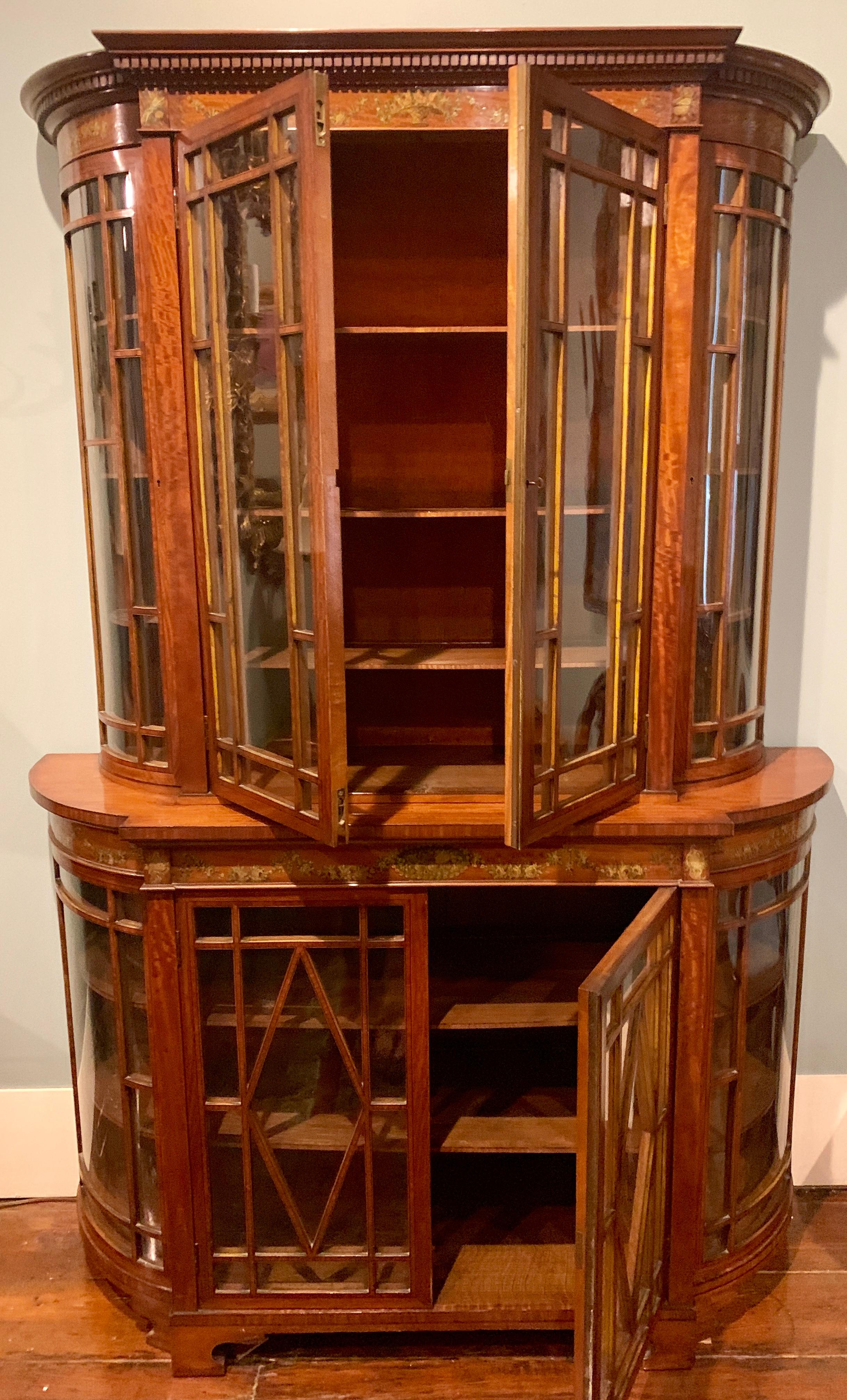 This display cabinet is graced with delicate hand painting. There is plenty of room for displaying one's treasures as well. It is a lovely piece of craftsmanship.
