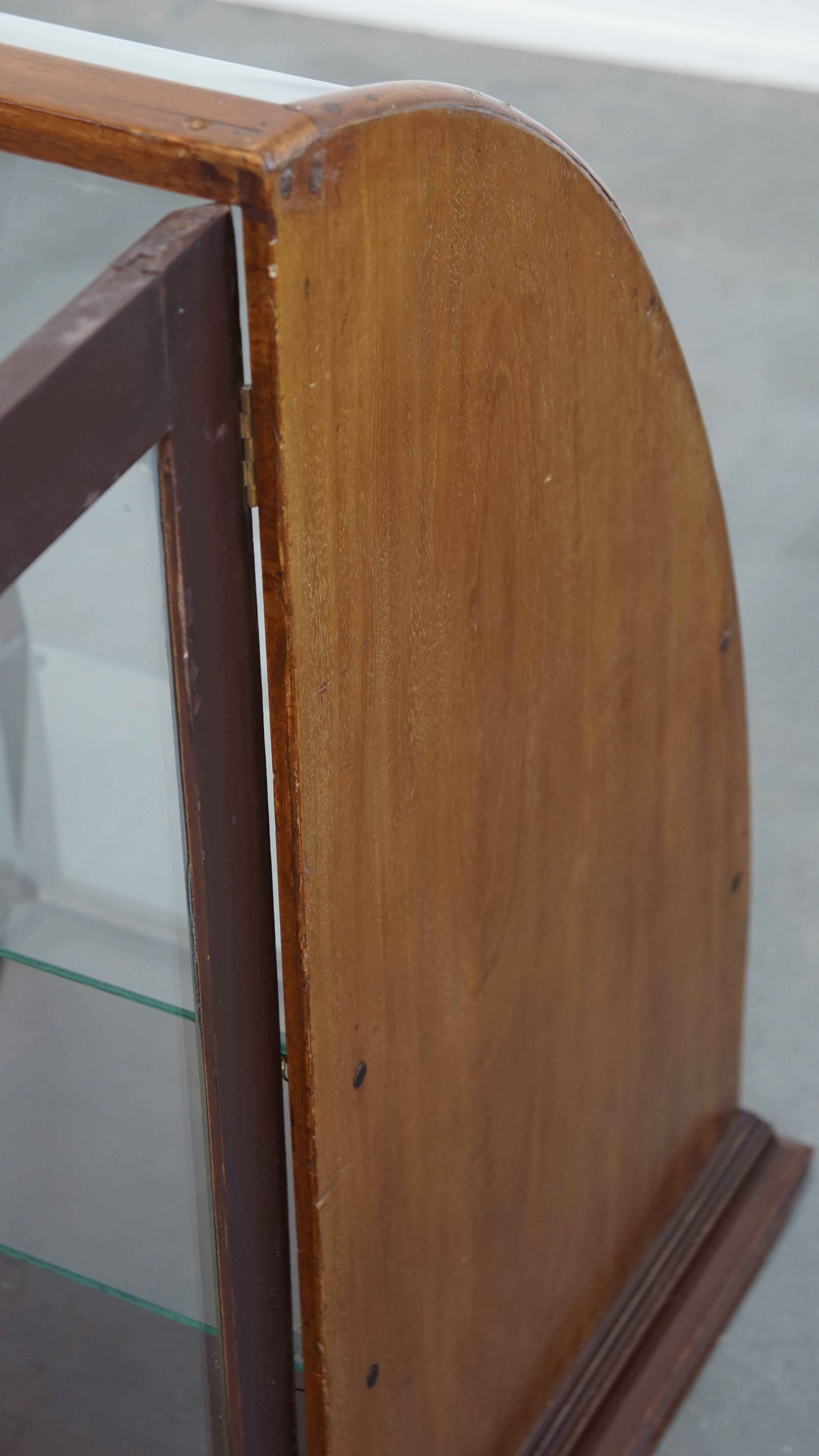 Antique English Display Cabinet with Two Glass Shelves and Glass Door For Sale 11