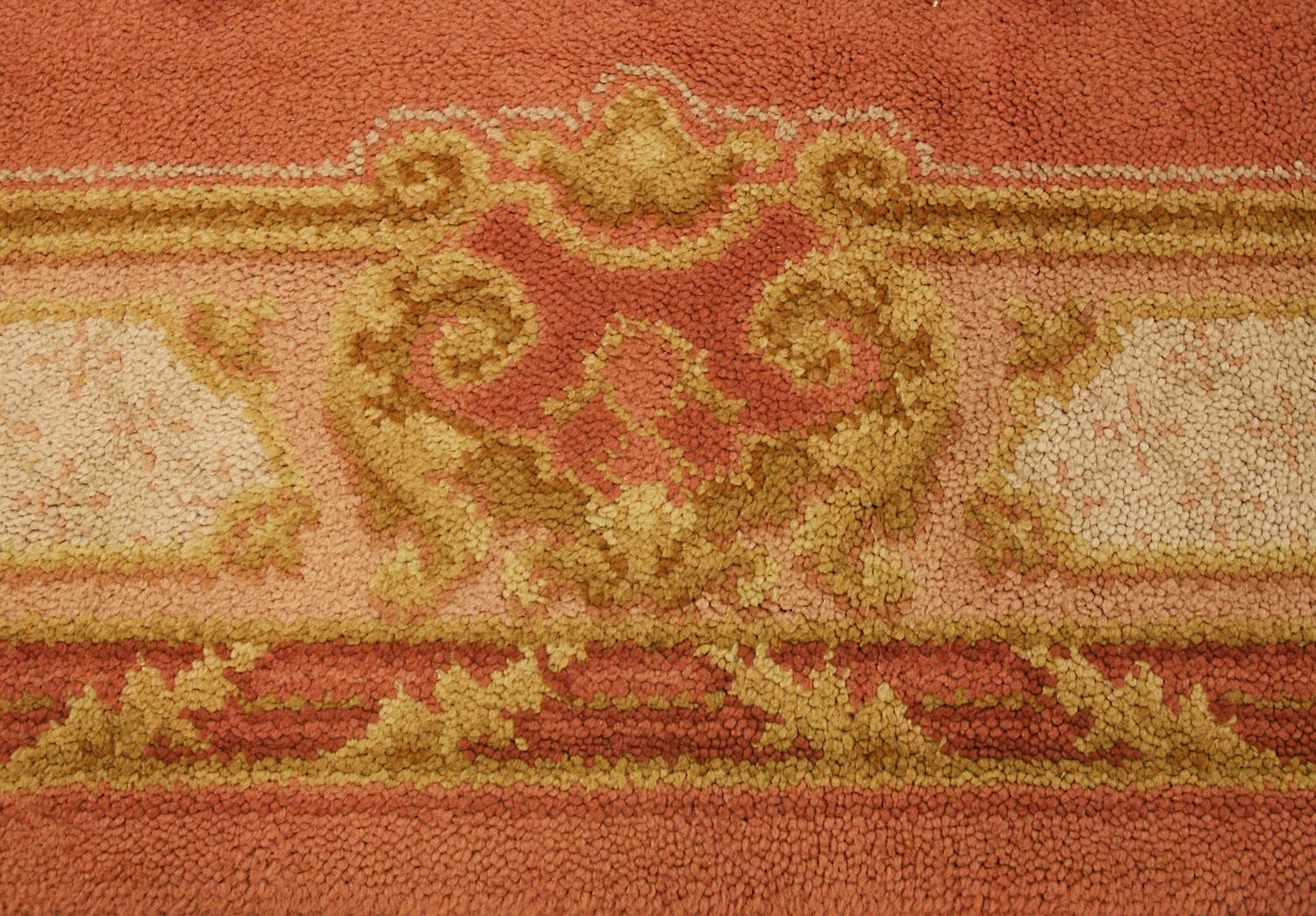 Northern Irish Antique English Donegal 'Art & Craft' Pink Field Wool Carpet, ca. 1920 For Sale