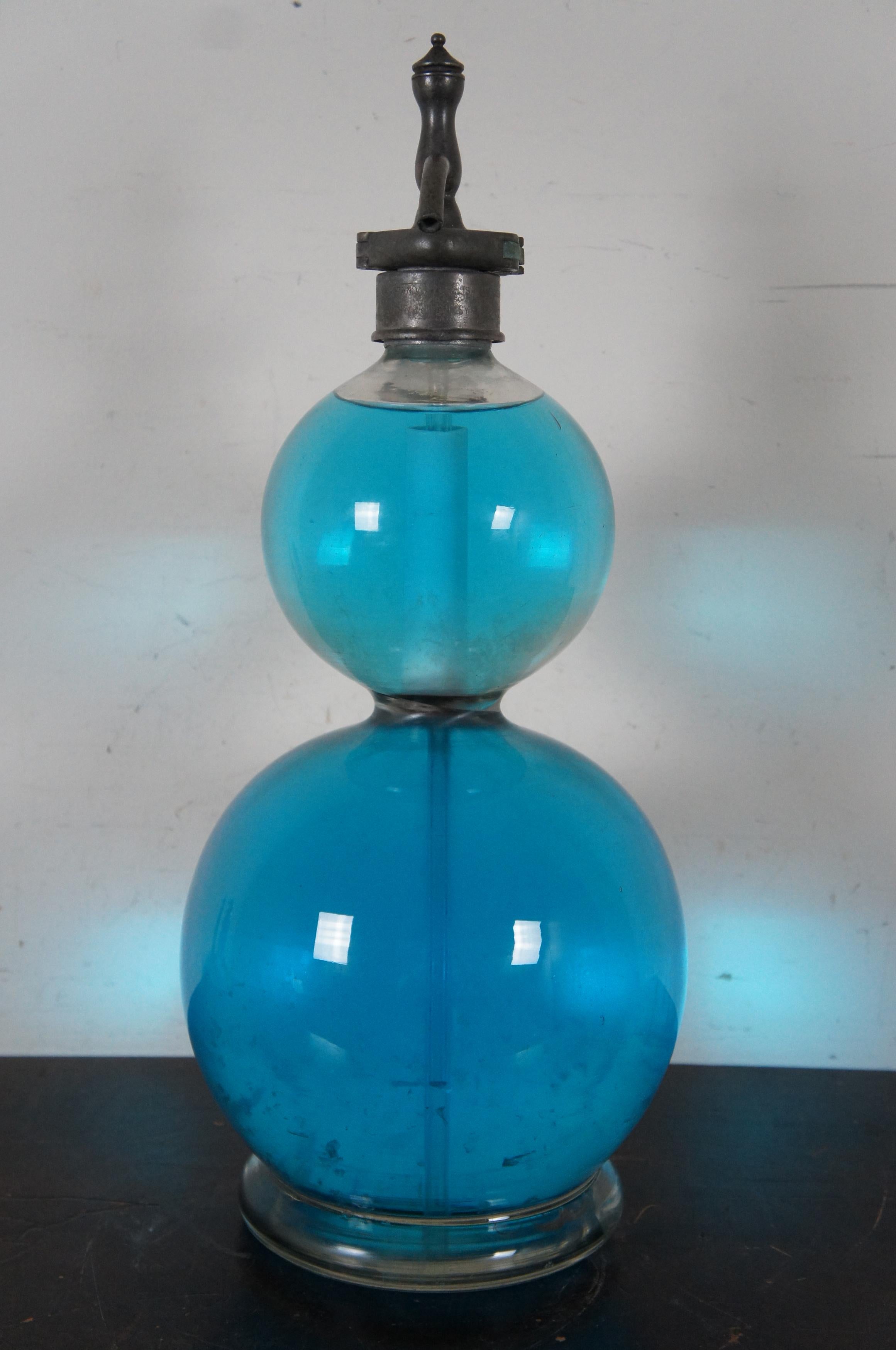 Art Nouveau Antique English Double Globe Gourd Seltzogene Seltzer Soda Siphon Syphon Bottle