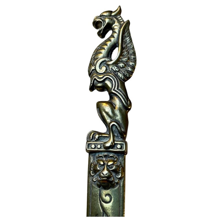 Antique English Dragon Letter Opener in Brass For Sale at 1stDibs
