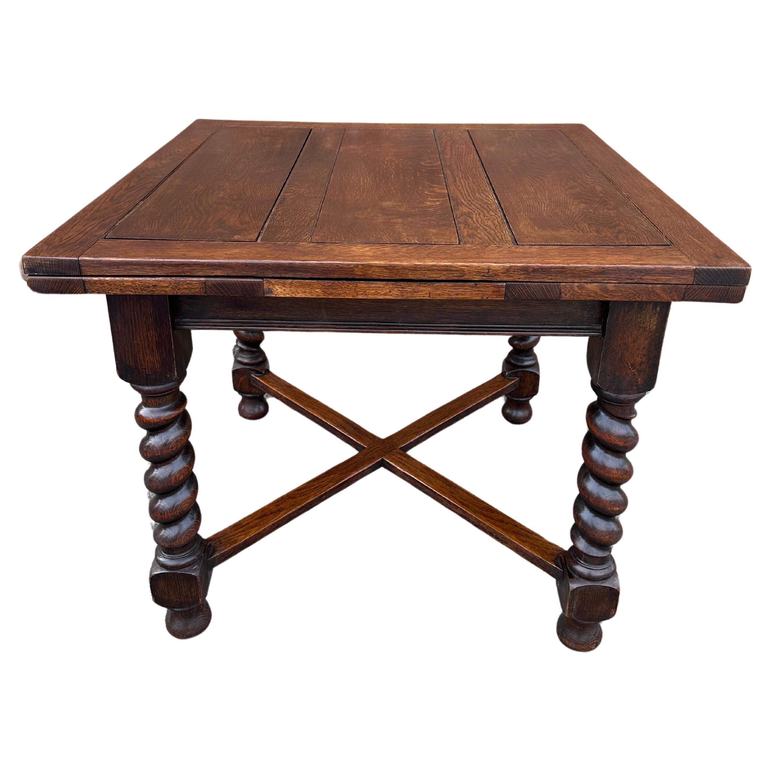 Antique English Draw Leaf Table Game Table