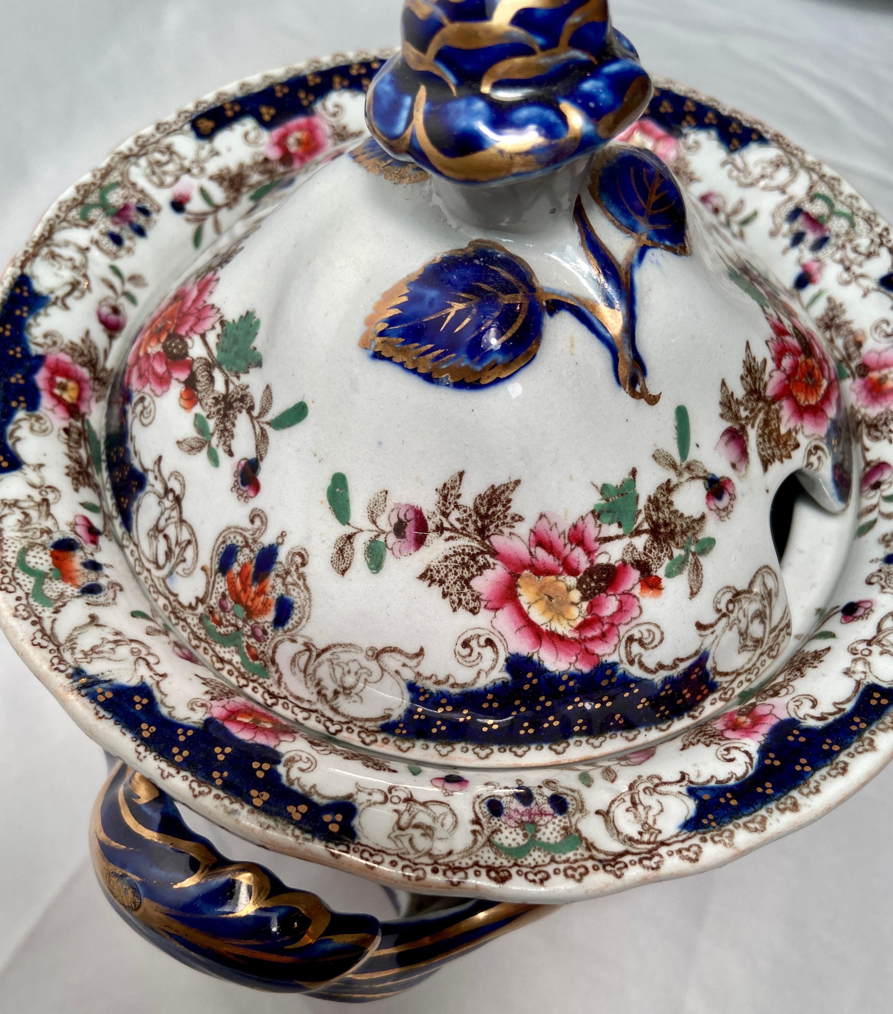 Antique English Dresden Pattern Ironstone Dinner Set, Circa 1870-1880 For Sale 7