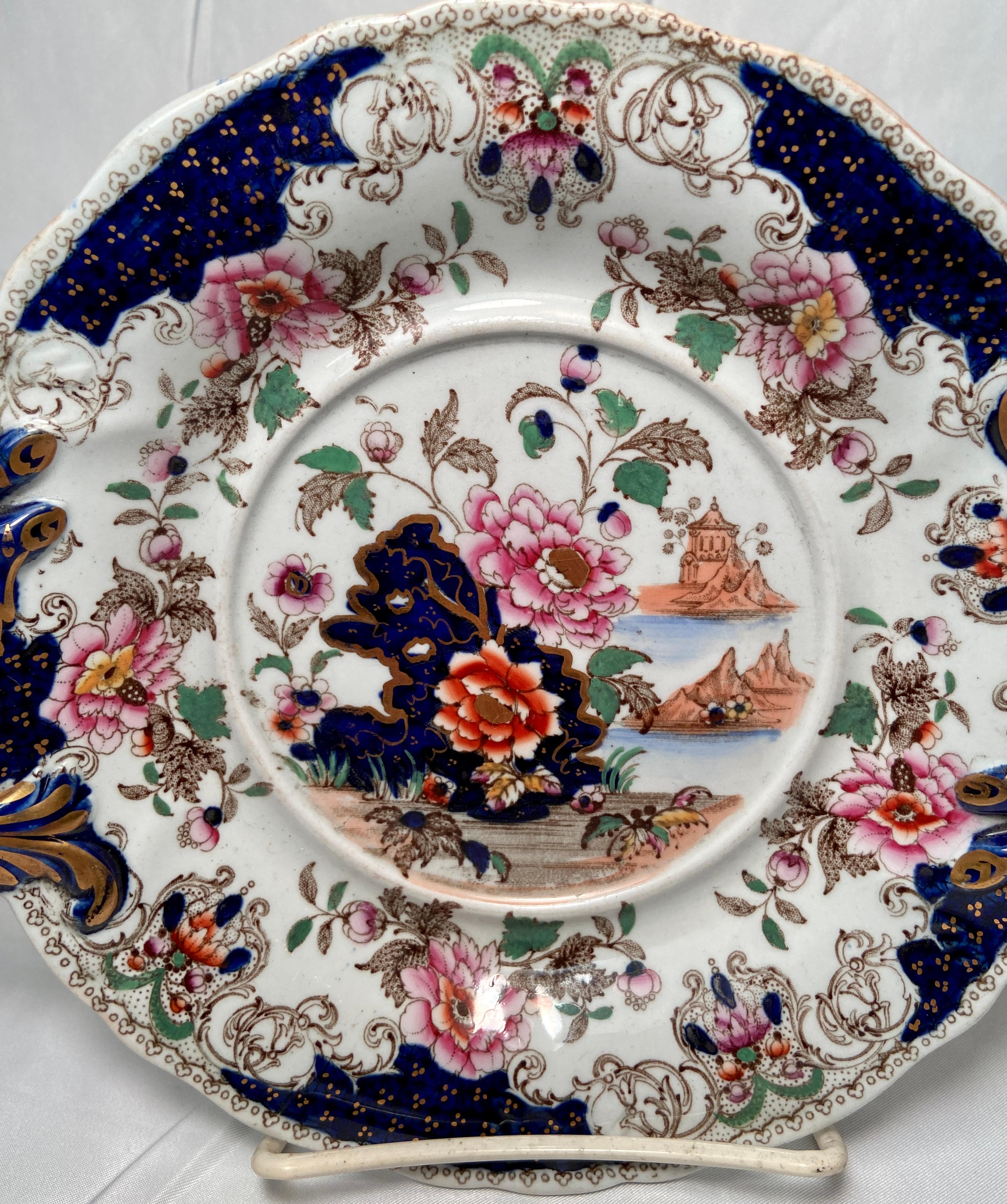 Antique English Dresden Pattern Ironstone Dinner Set, Circa 1870-1880 In Good Condition For Sale In New Orleans, LA