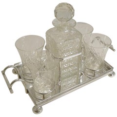 Antique English Drinks Set on Fitted Tray by John Bishop Chatterley, circa 1900