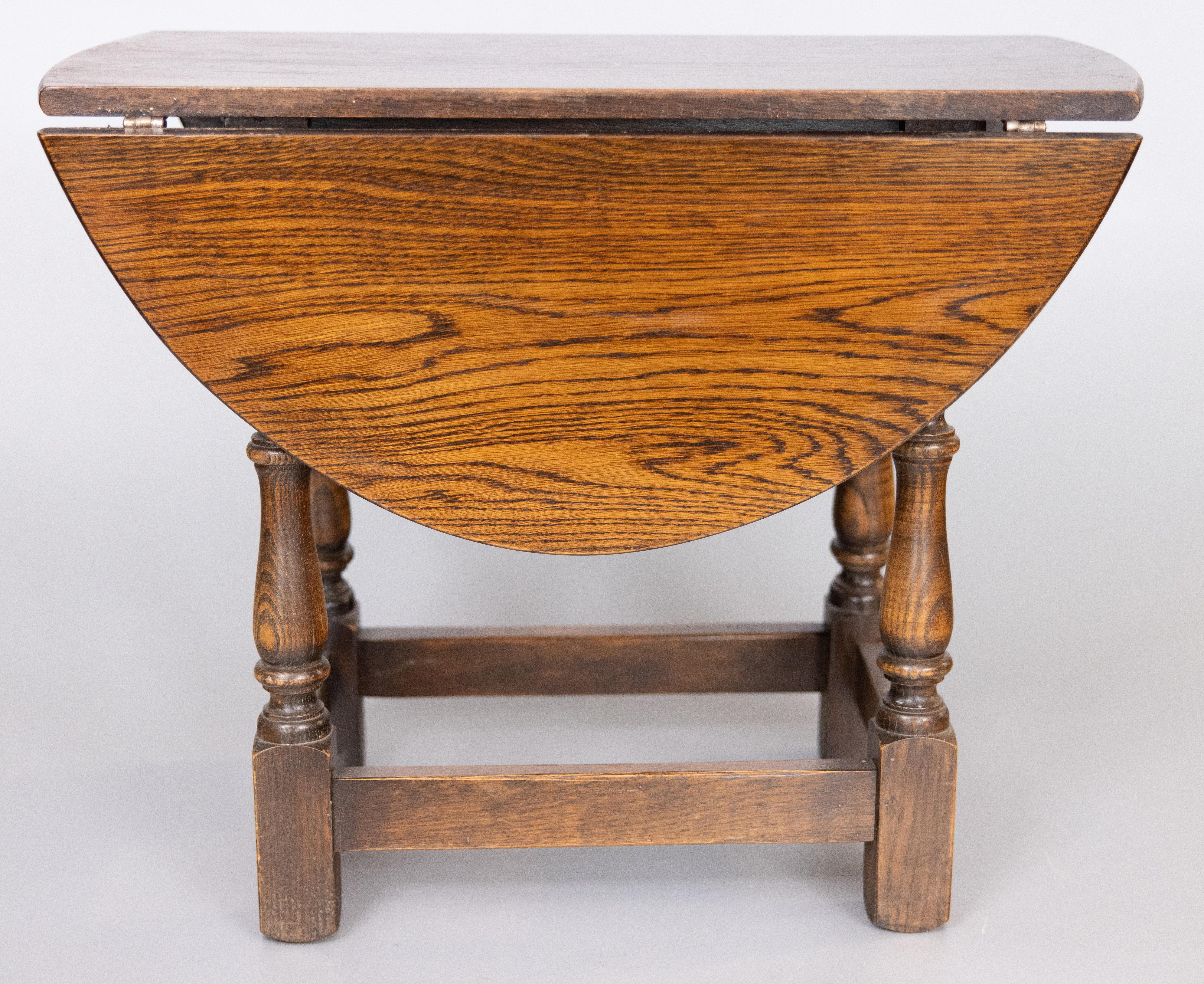 Oak Antique English Drop Leaf Joint Stool / Side Table For Sale