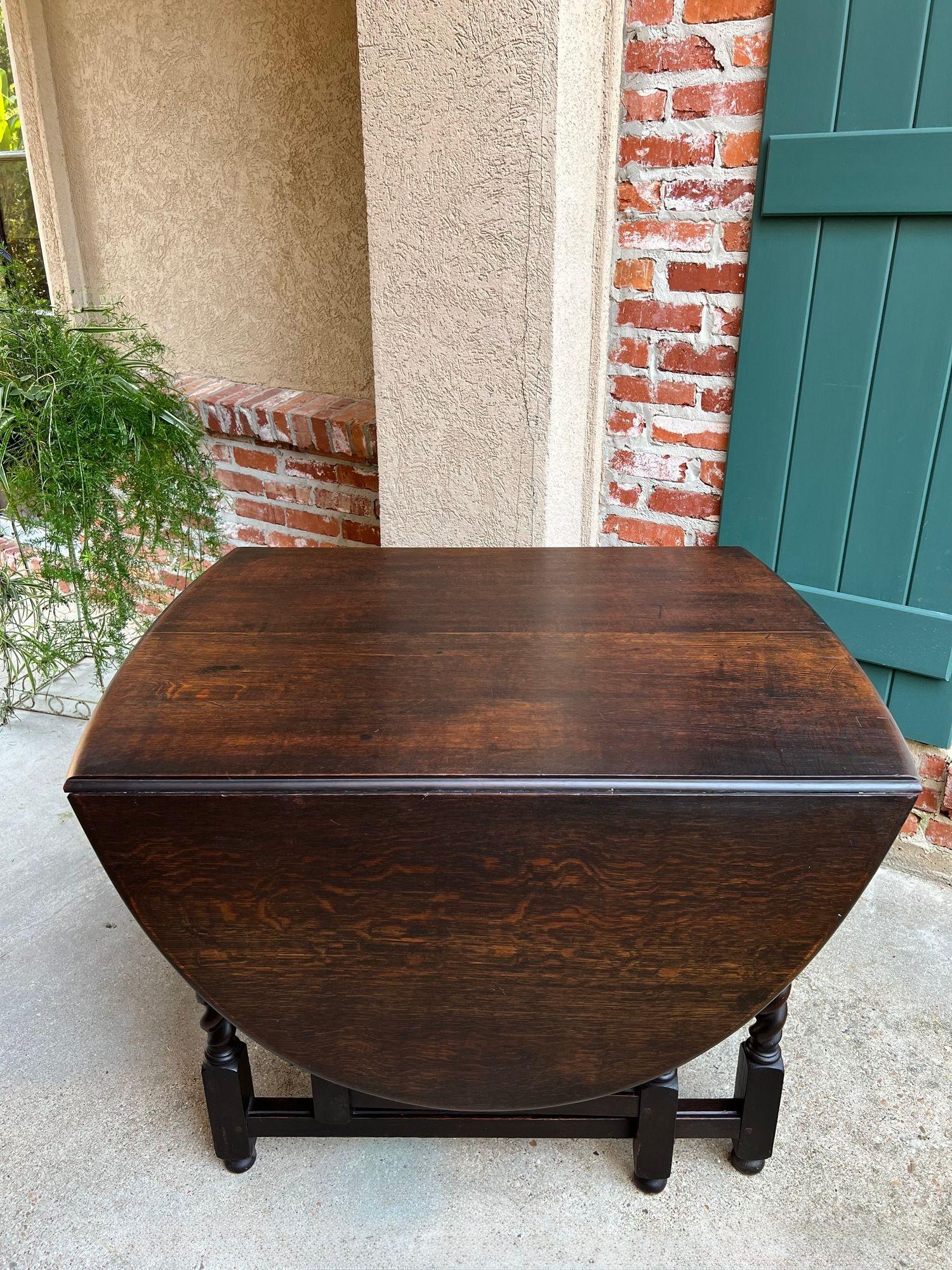 Antique English Drop Leaf Sofa Kitchen Table BARLEY TWIST Tiger Oak Gate Leg For Sale 7