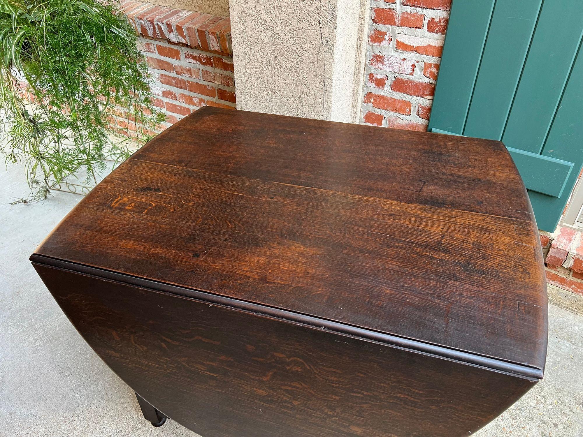 Antique English Drop Leaf Sofa Kitchen Table BARLEY TWIST Tiger Oak Gate Leg For Sale 9