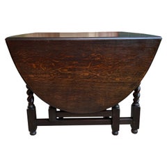 Antique English Drop Leaf Sofa Kitchen Table BARLEY TWIST Tiger Oak Gate Leg