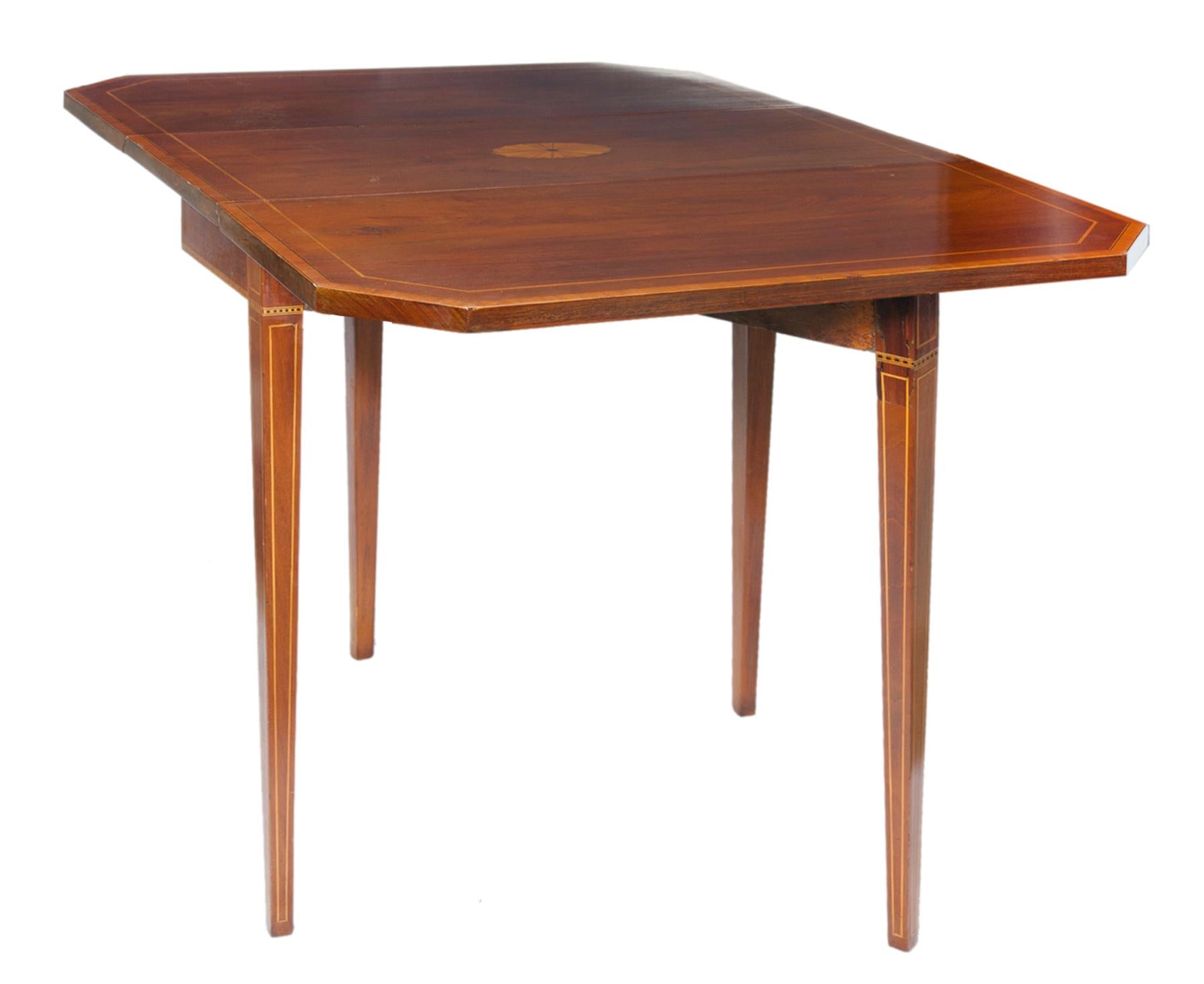 Marquetry Antique English Drop Leaf Table