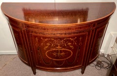 Antiguo Aparador Inglés "Druce & Co., Londres" de Caoba con Incrustaciones Demi-Lune