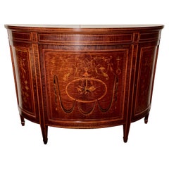 Antique English "Druce & Co., London" Mahogany with Inlay Demi-Lune Sideboard