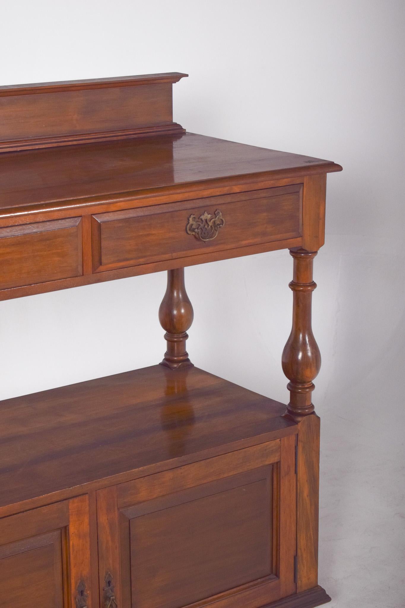 Wood Antique English Dumbwaiter with Tall Back For Sale