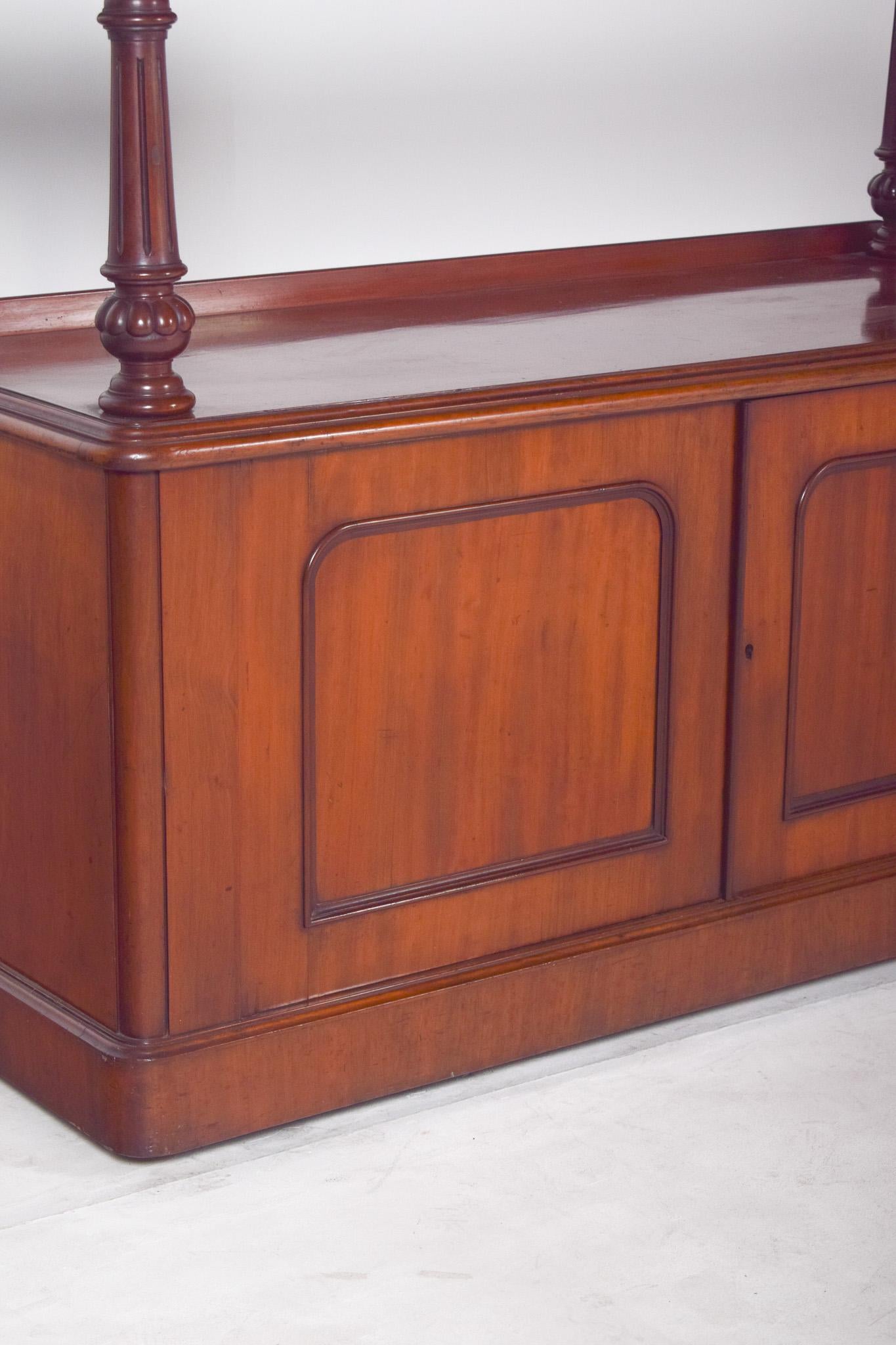 Wood Antique English Dumbwaiter with Turned Columns For Sale
