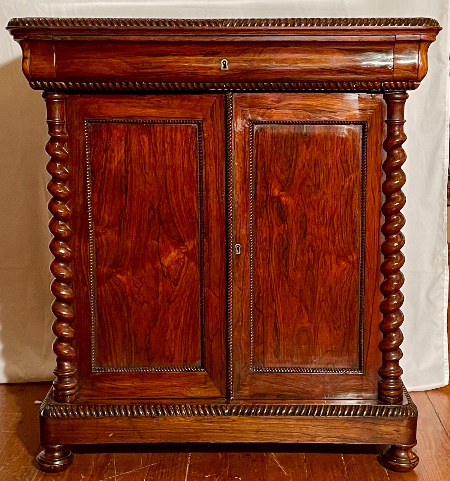 Antique English Early Victorian Rosewood Cabinet, Circa 1840. In Good Condition For Sale In New Orleans, LA
