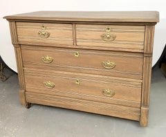 Antique English Eastlake Oak Four-Drawer Commode or Dresser