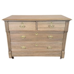 Antique English Eastlake Oak Four-Drawer Commode or Dresser