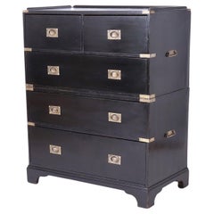 Antique English Ebonized Campaign Chest