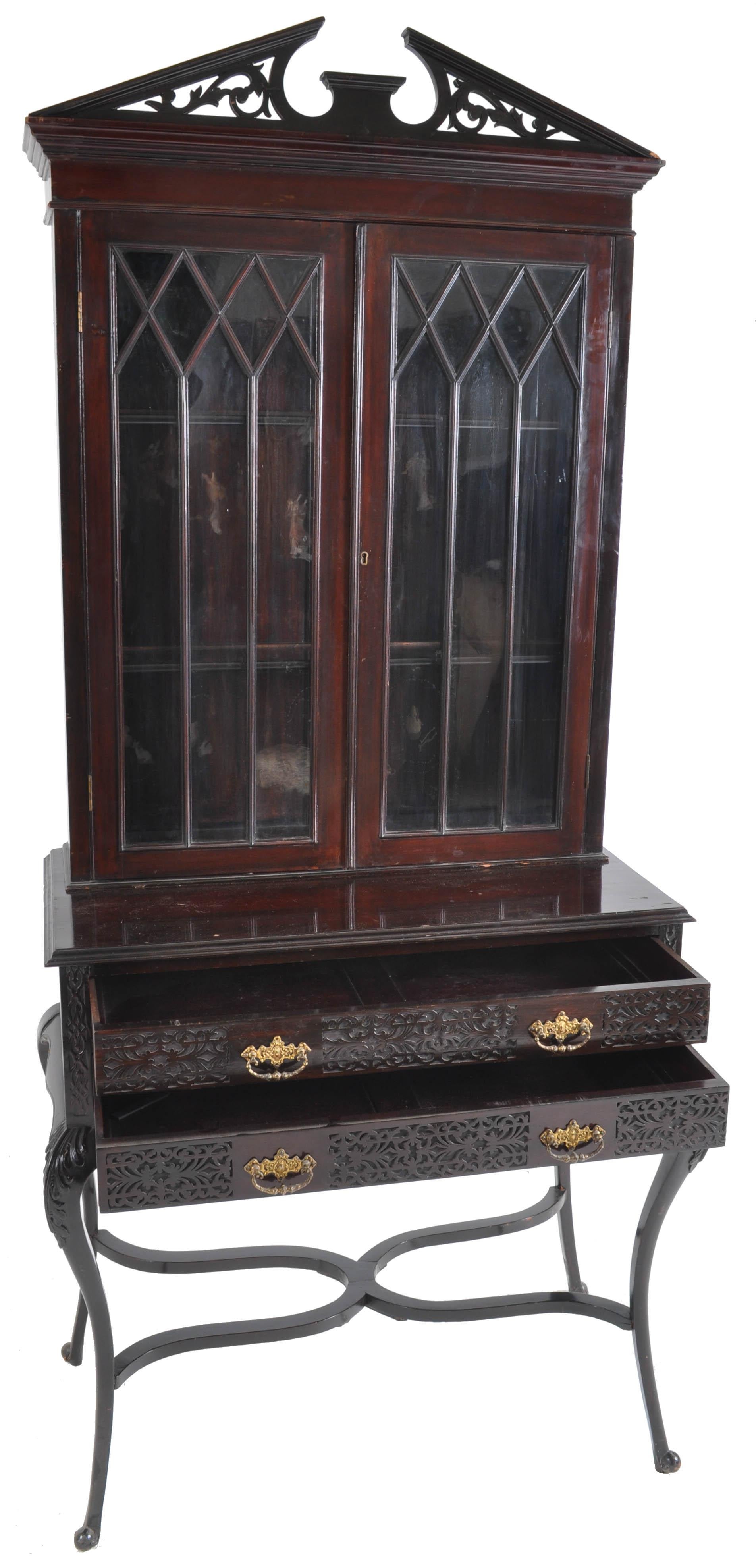 Antique English Ebonized Empire Style Cabinet / Hutch / Bookcase, circa 1870 2