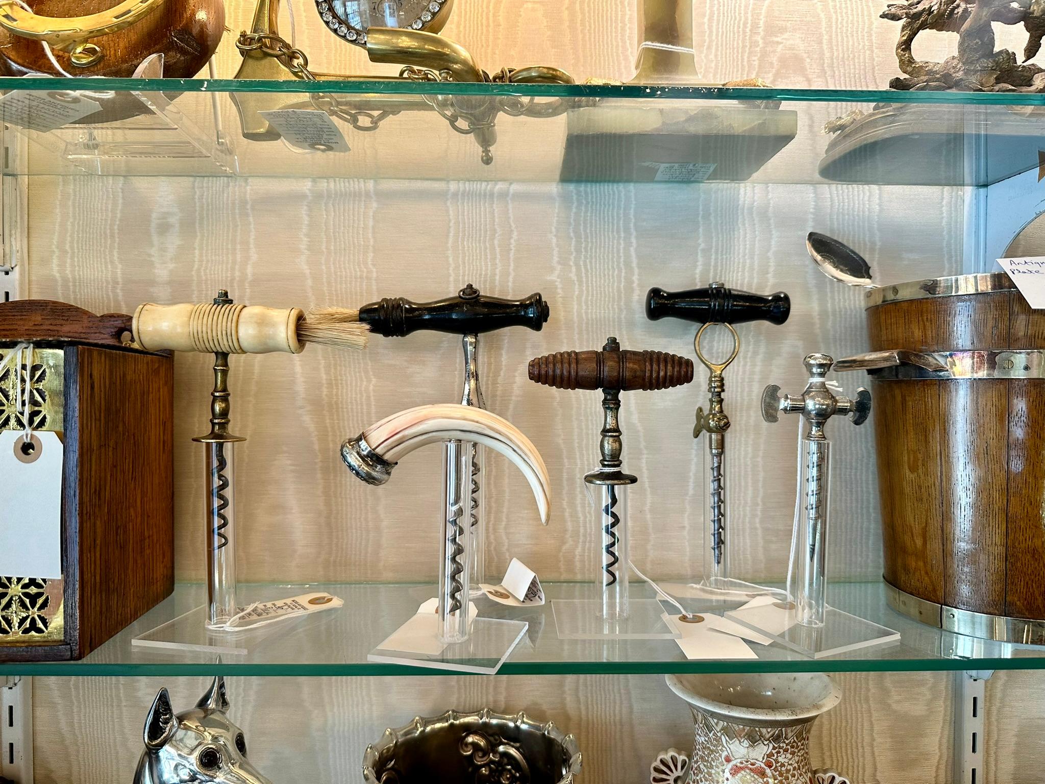 Antique English Ebonized Handle Corkscrew with Worm Brush, Circa 1920-1930. For Sale 2