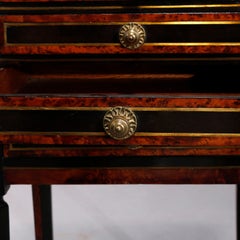 Antique English Ebonized Walnut Burl and Bouille Inlay Side Stand, 19th Century