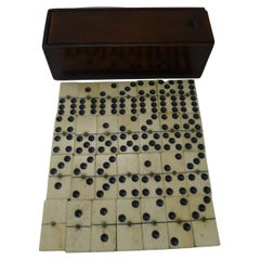 Antique English Ebony and Bone Dominoes c.1910