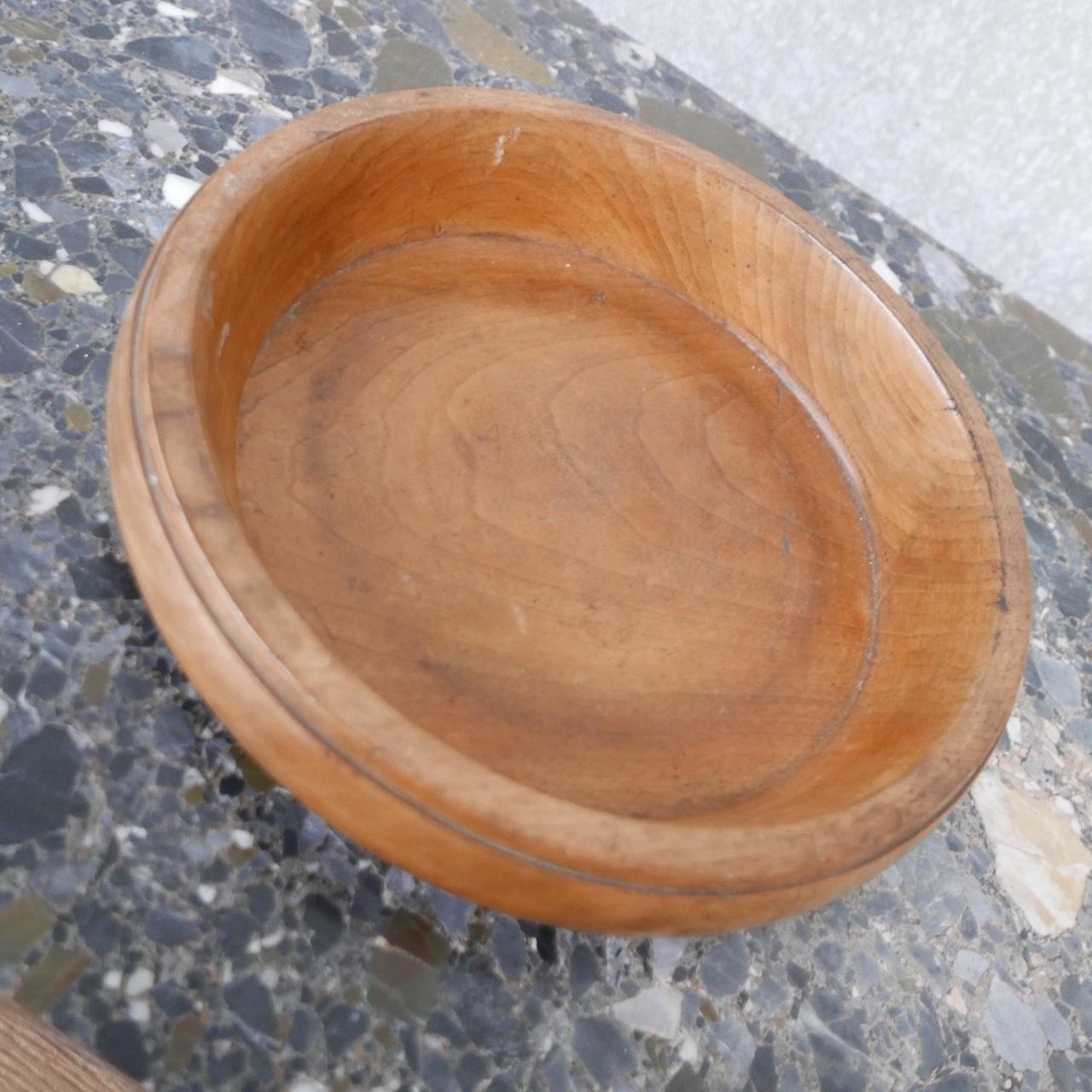 Antique English Ecclesiastical Oak Wooden Bowl For Sale 1