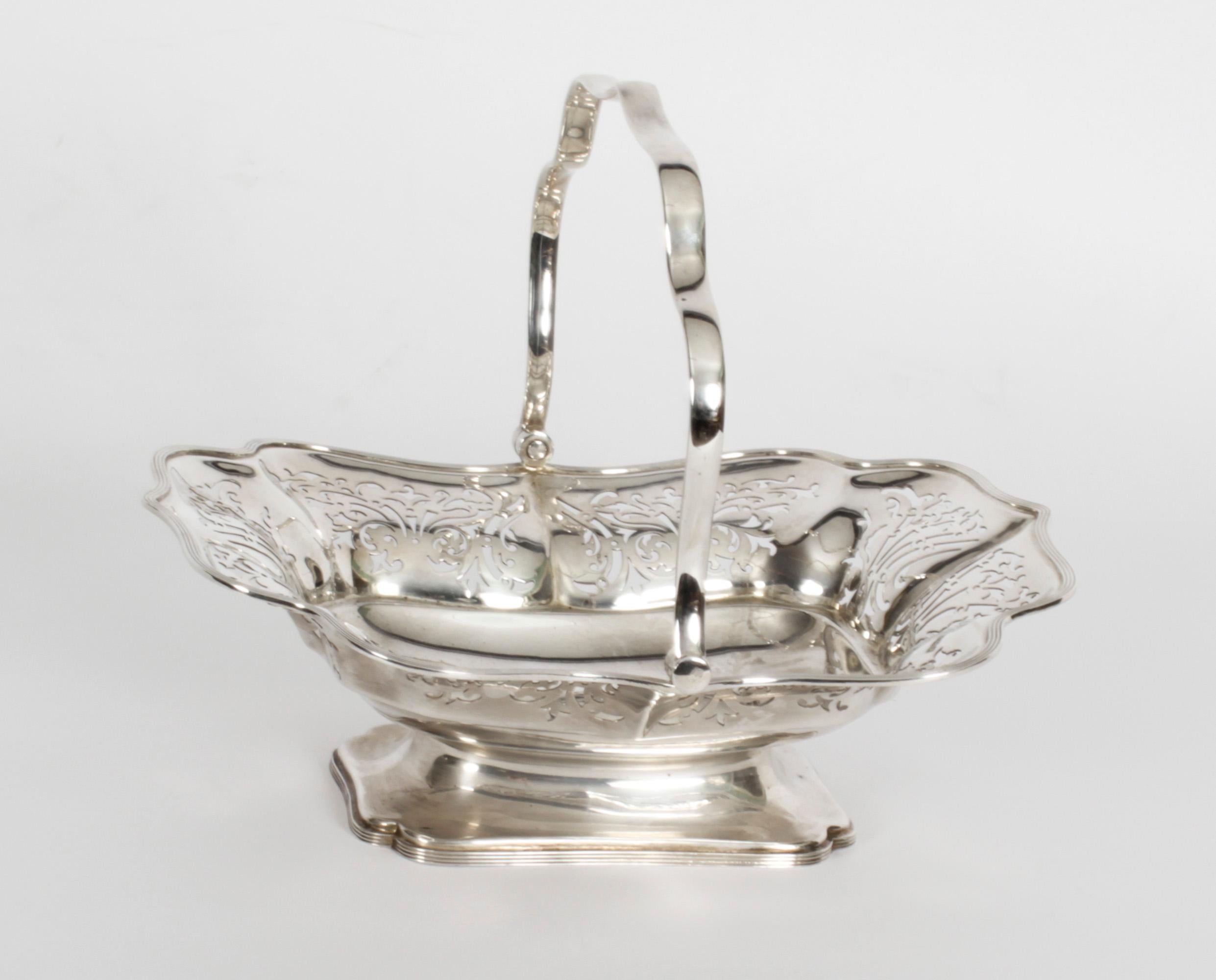 antique silver basket with handle