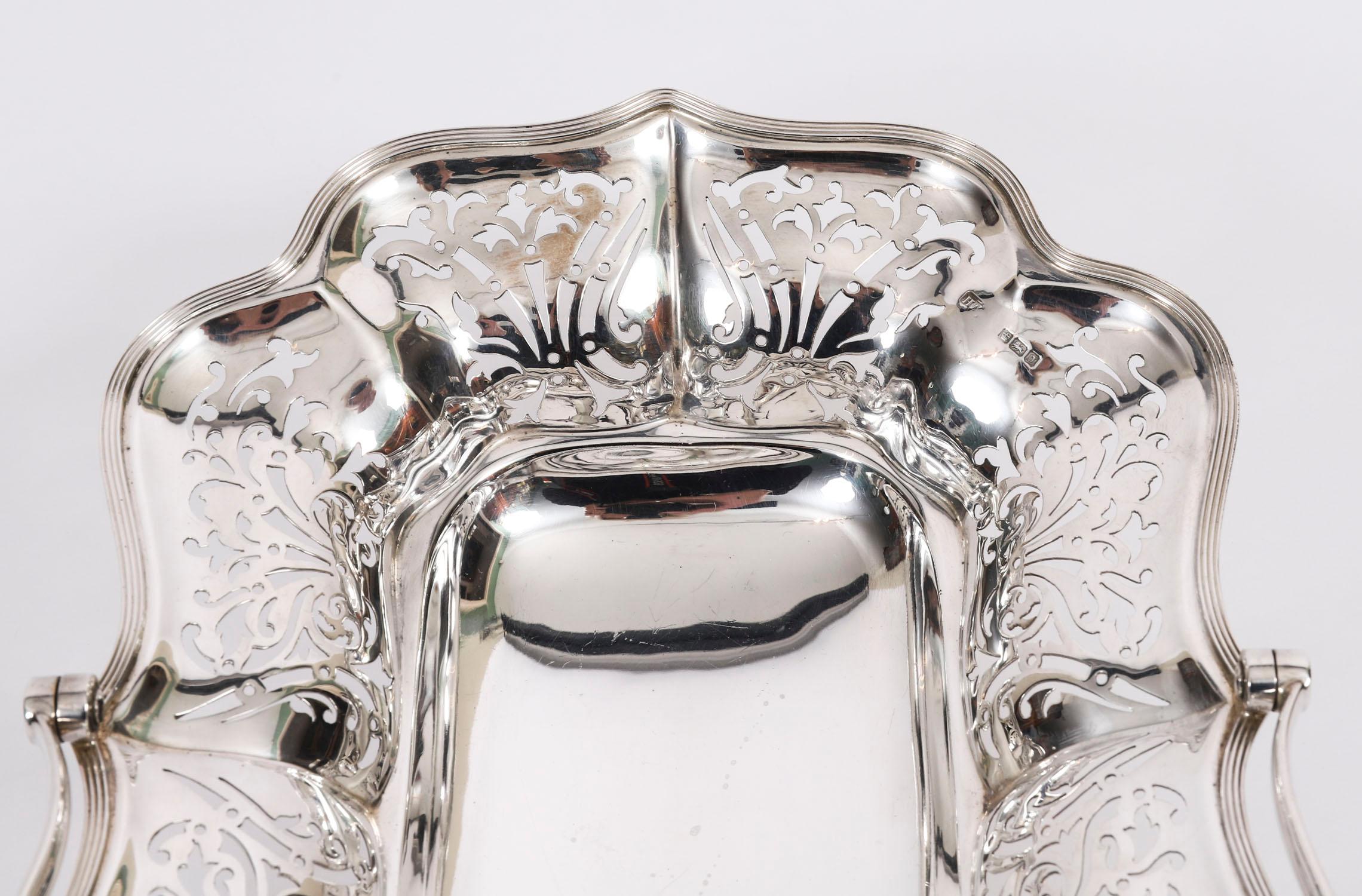 Antiker englischer Edward VII Sterling Silber Obstkorb Sheffield 20. Jahrhundert im Angebot 4