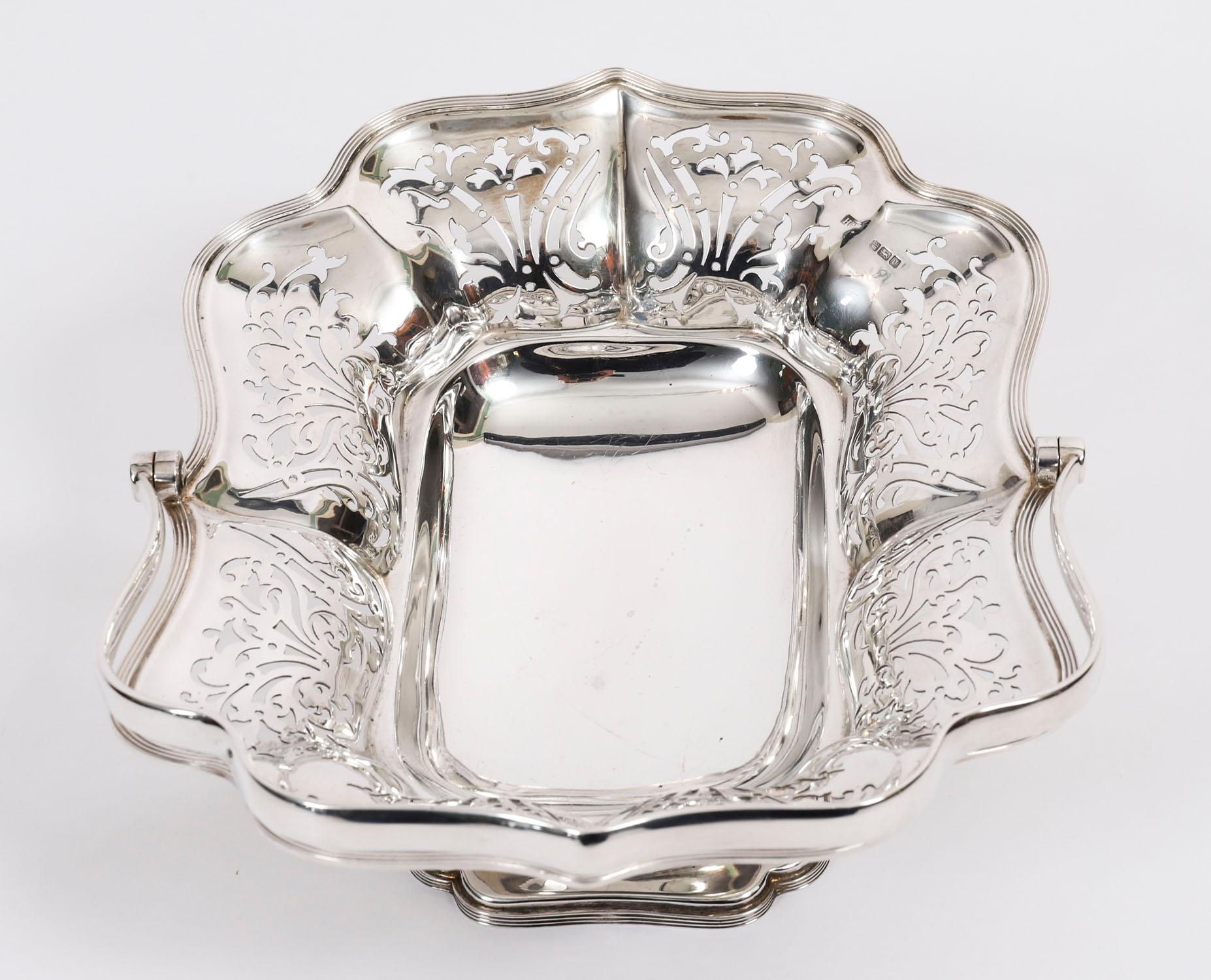 Antiker englischer Edward VII Sterling Silber Obstkorb Sheffield 20. Jahrhundert im Angebot 5