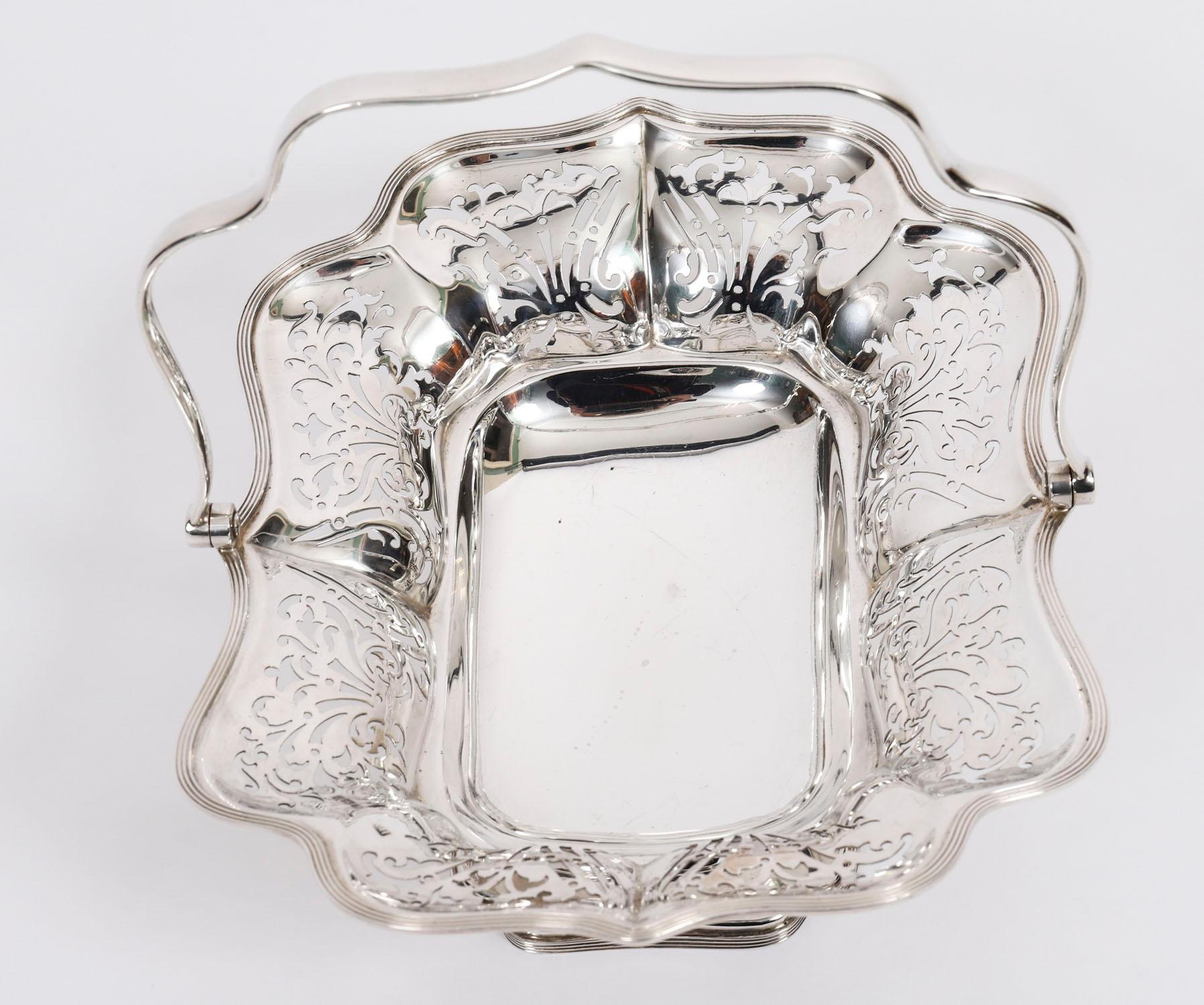 Antiker englischer Edward VII Sterling Silber Obstkorb Sheffield 20. Jahrhundert im Angebot 6