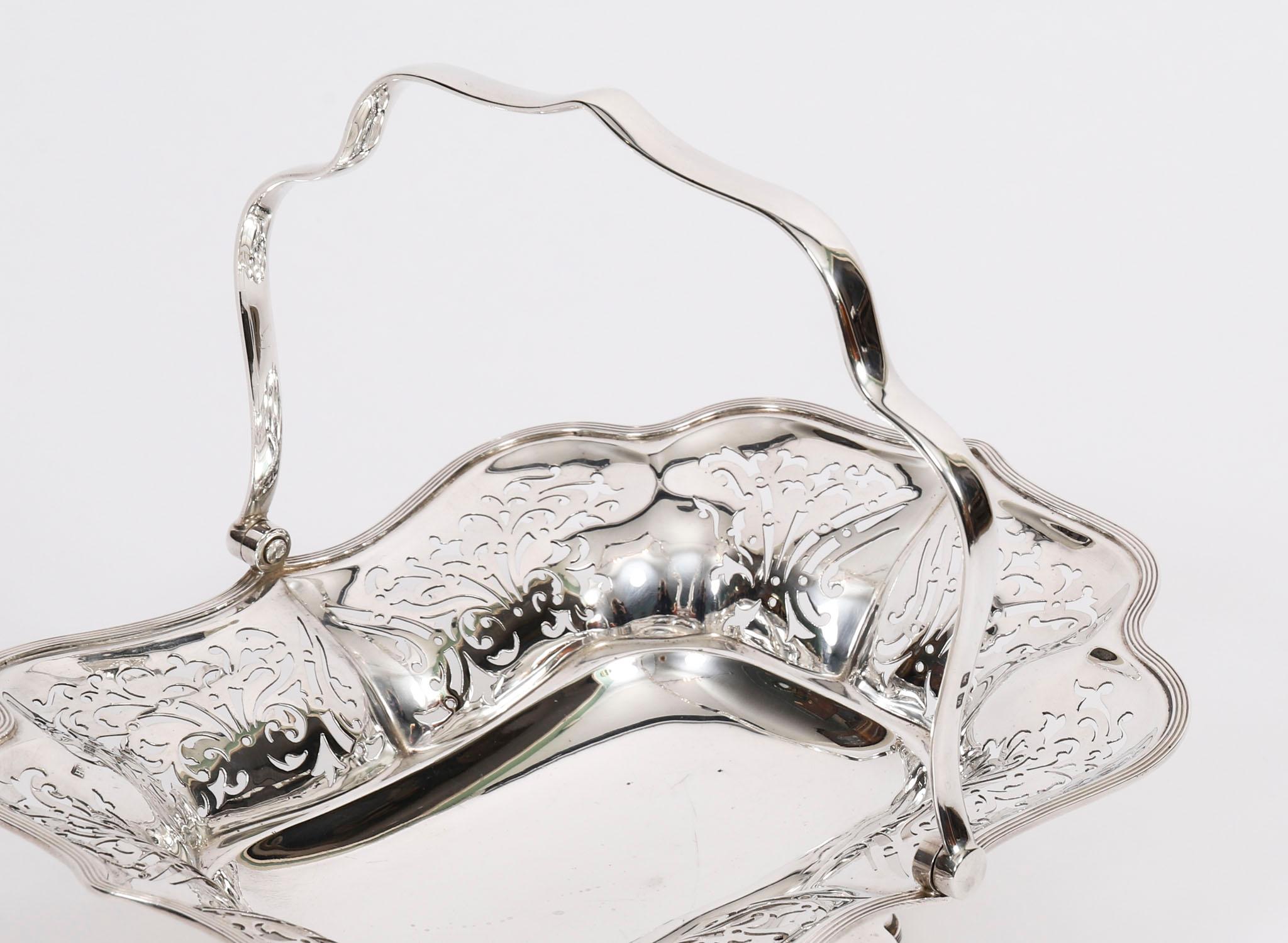 Antiker englischer Edward VII Sterling Silber Obstkorb Sheffield 20. Jahrhundert im Angebot 7