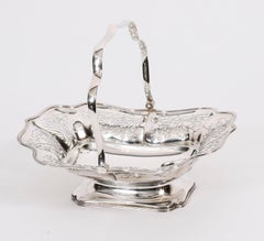 Antico cesto di frutta in argento sterling inglese Edward VII Sheffield XX secolo