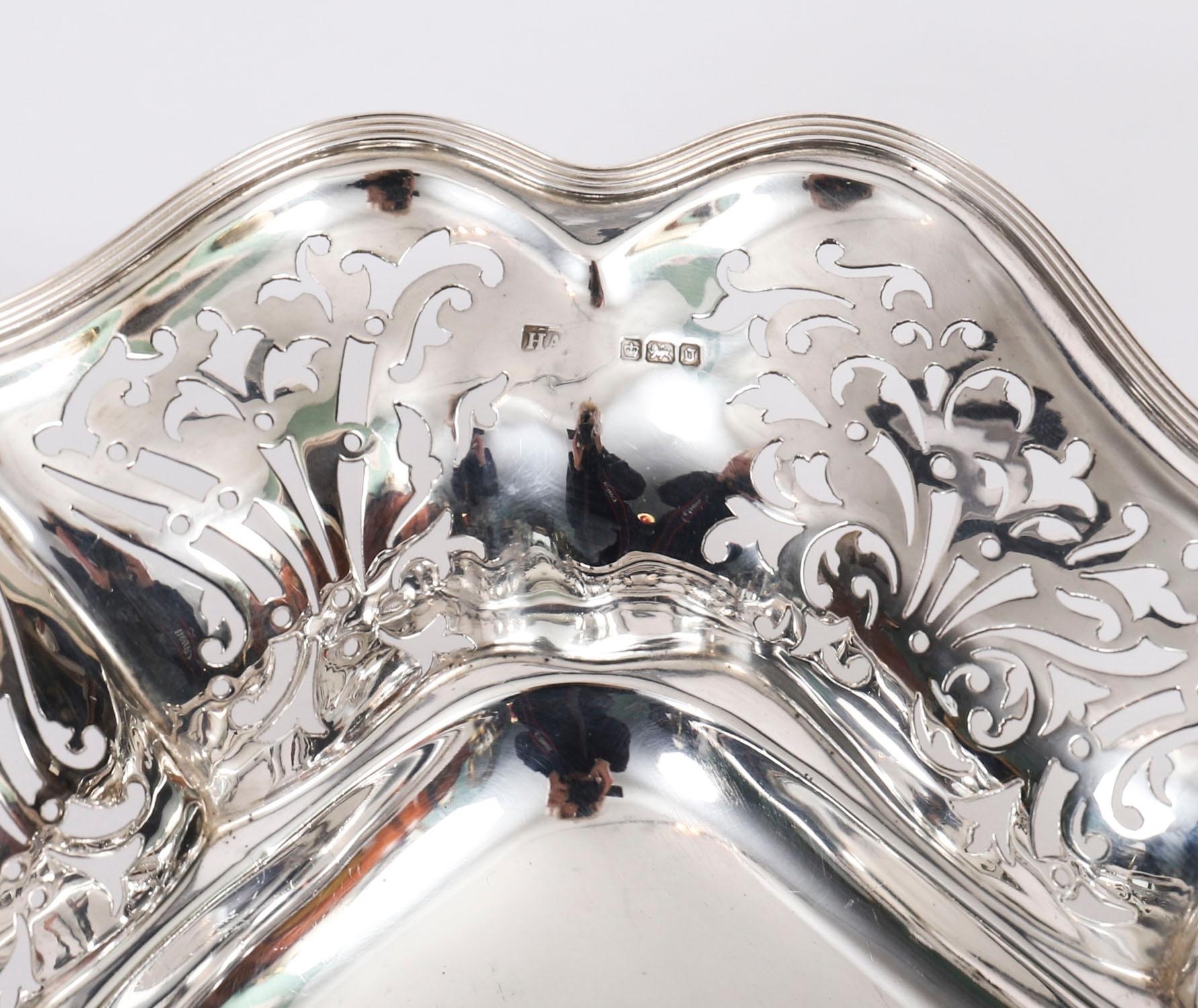 Antiker englischer Edward VII Sterling Silber Obstkorb Sheffield 20. Jahrhundert im Angebot 1