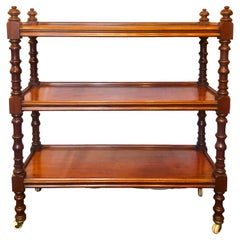 Antique English Edwardian 3-Tier Walnut What-Not/Book Stand Shelf, Circa 1900s