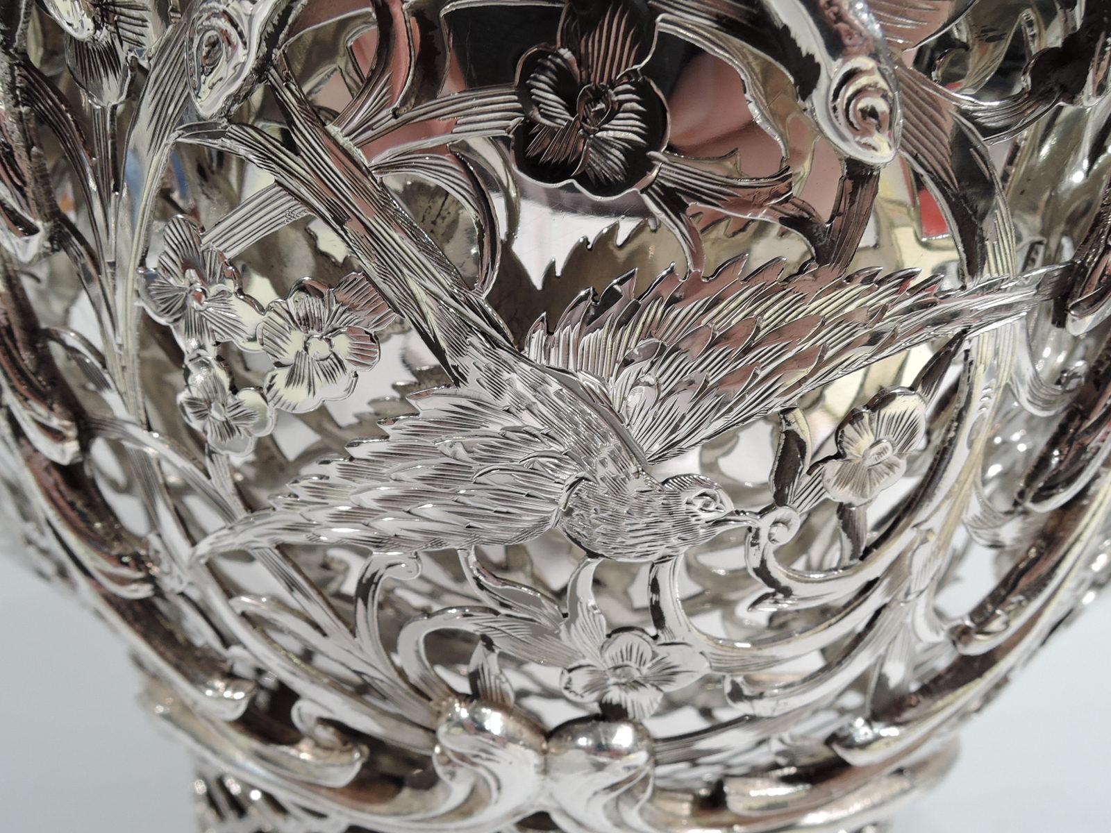 Antique English Edwardian Art Nouveau Sterling Silver Basket 1