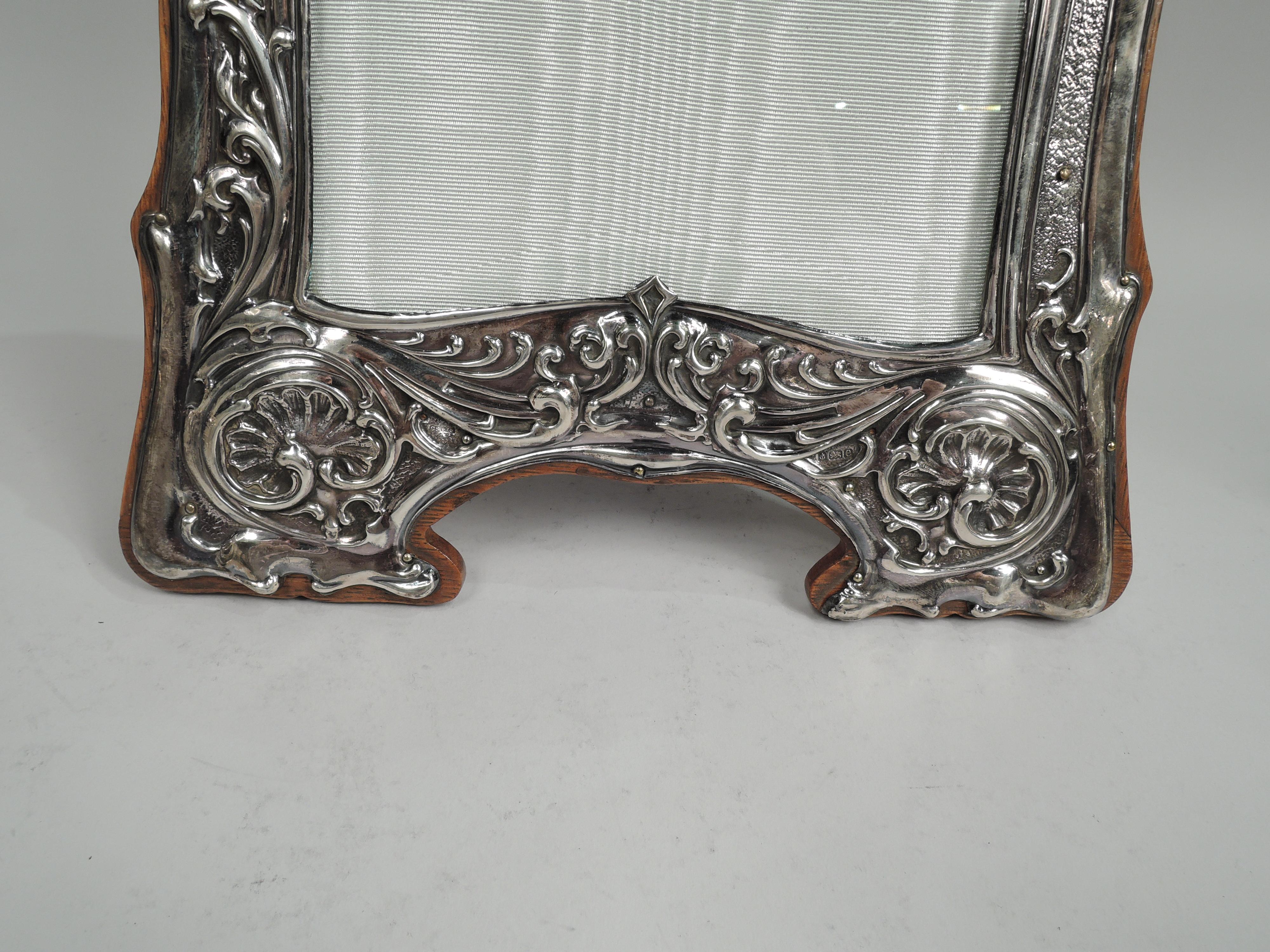 Antiguo marco inglés eduardiano Art Nouveau de plata de ley principios del siglo XX en venta