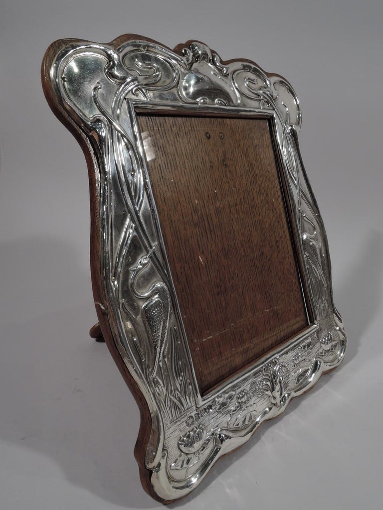 Antique English Edwardian Art Nouveau Sterling Silver Picture Frame For Sale 2
