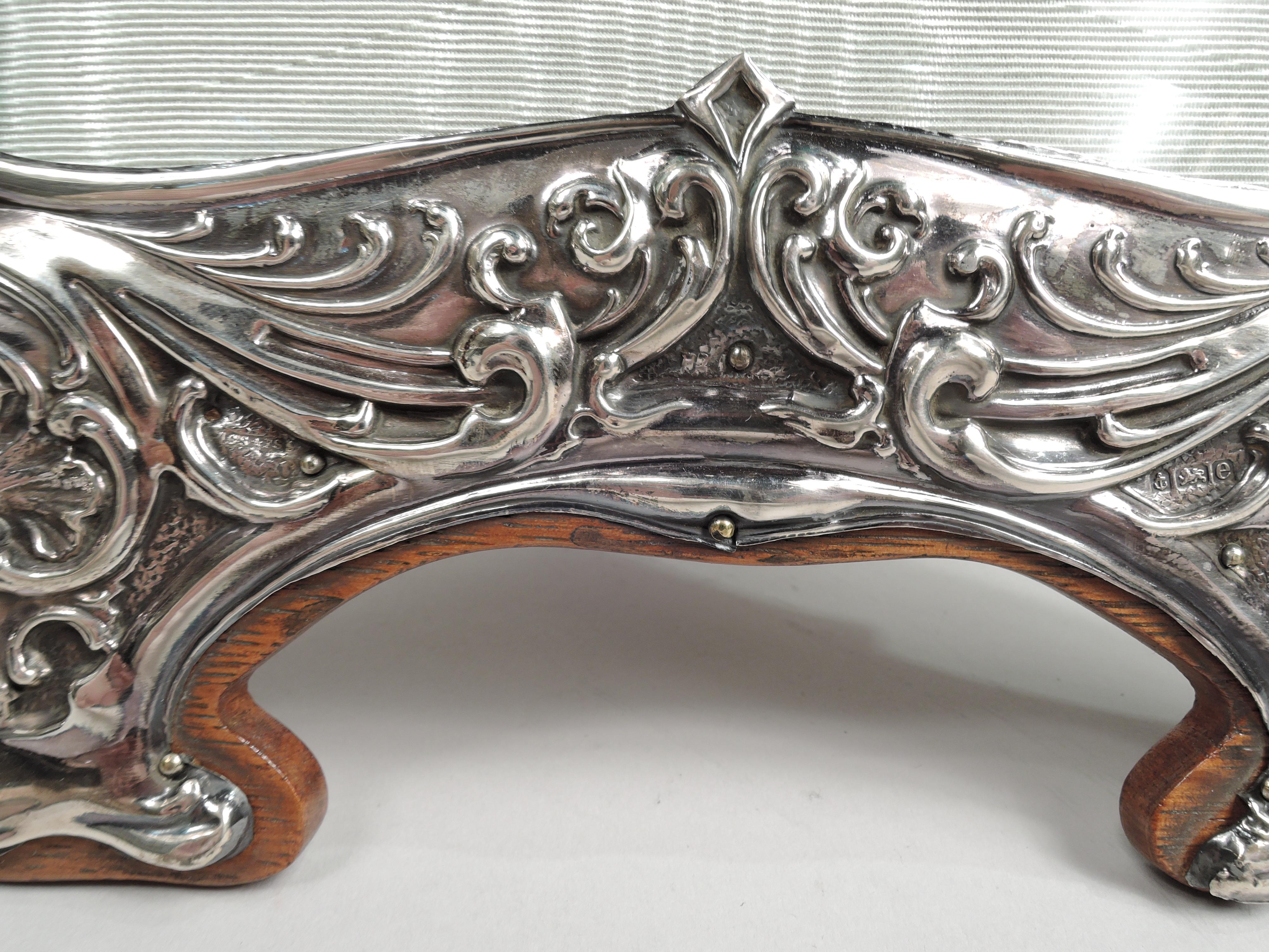 Antique English Edwardian Art Nouveau Sterling Silver Picture Frame For Sale 2