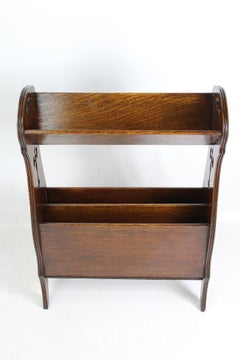 Antique English Edwardian Arts & Crafts Oak Book Trough Magazine Newspaper Stand