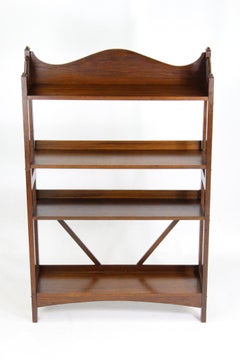 Antique English Edwardian Arts & Crafts Oak Open Bookcase Heals Style Shelf Unit