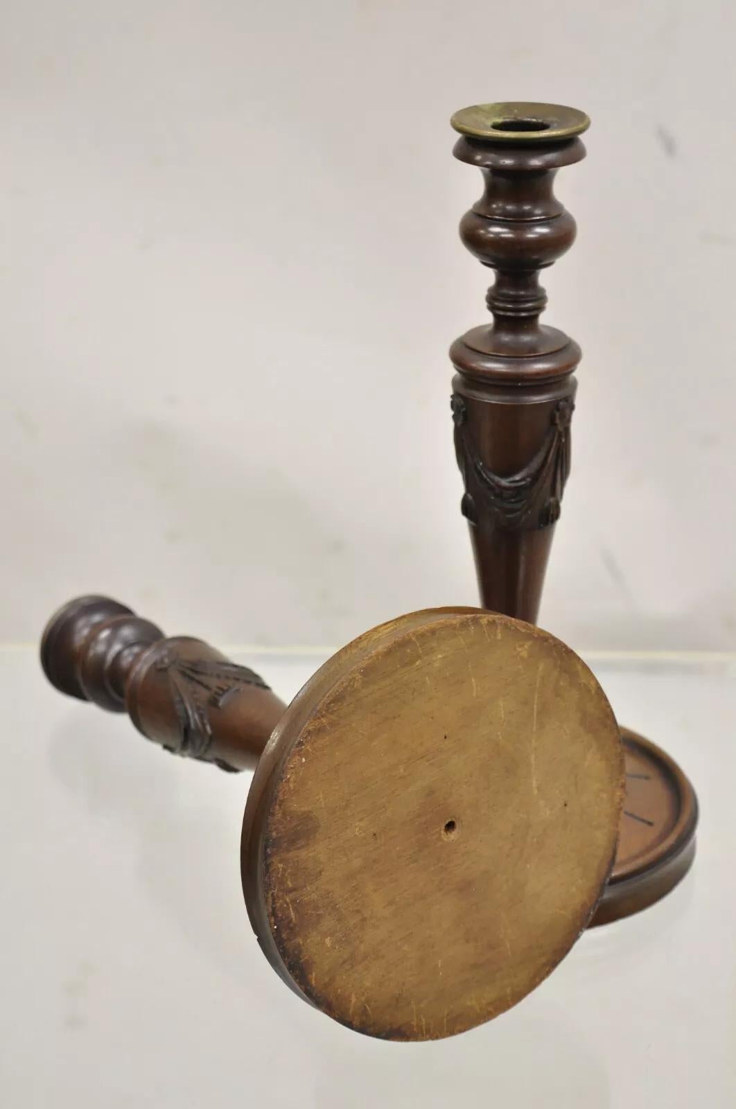 Antiguo Palo de Vela Sencillo de Caoba Tallado Inglés Eduardiano - Pareja en venta 5
