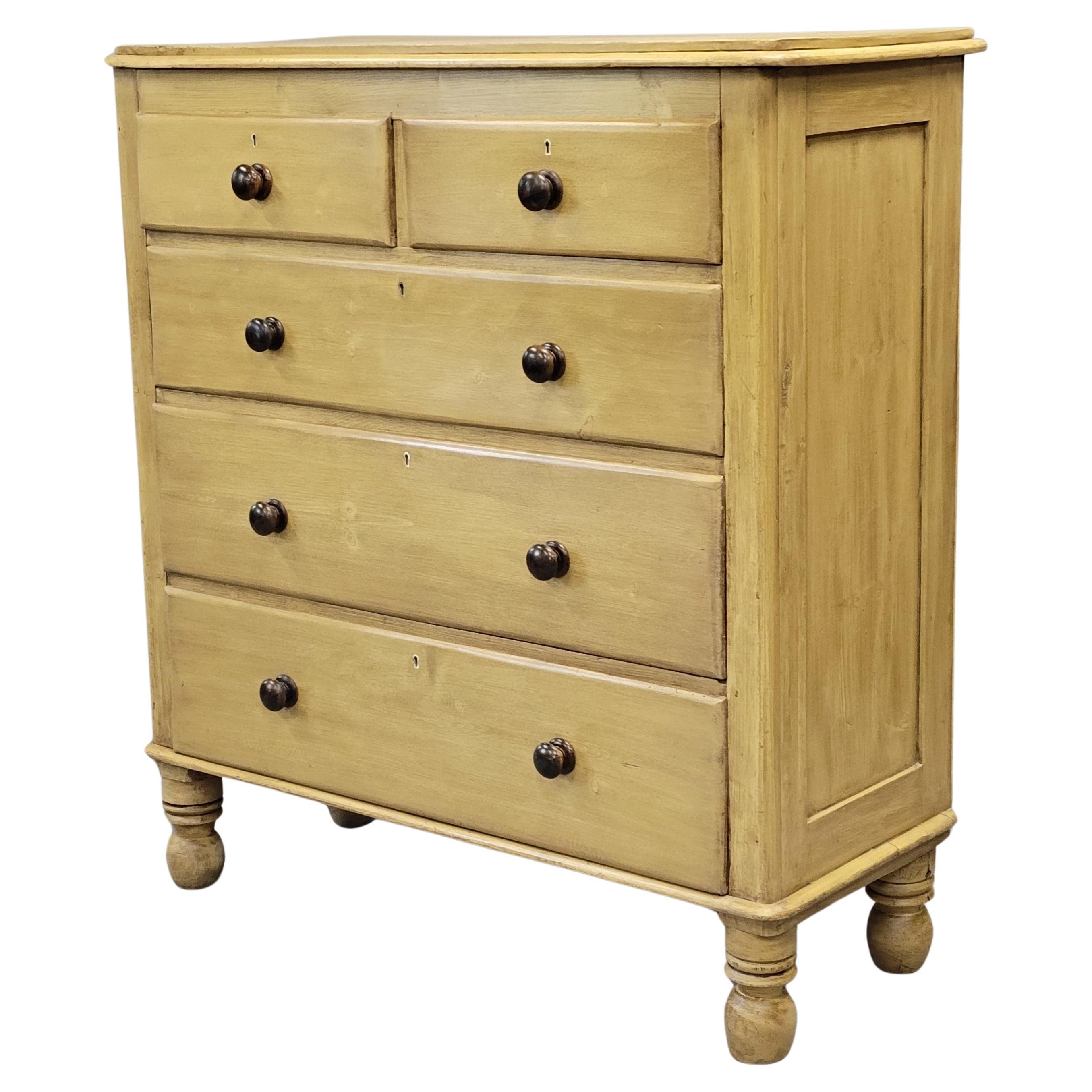 Antique English Edwardian Circa 1900 Painted Pine Dresser Chest of Drawers For Sale